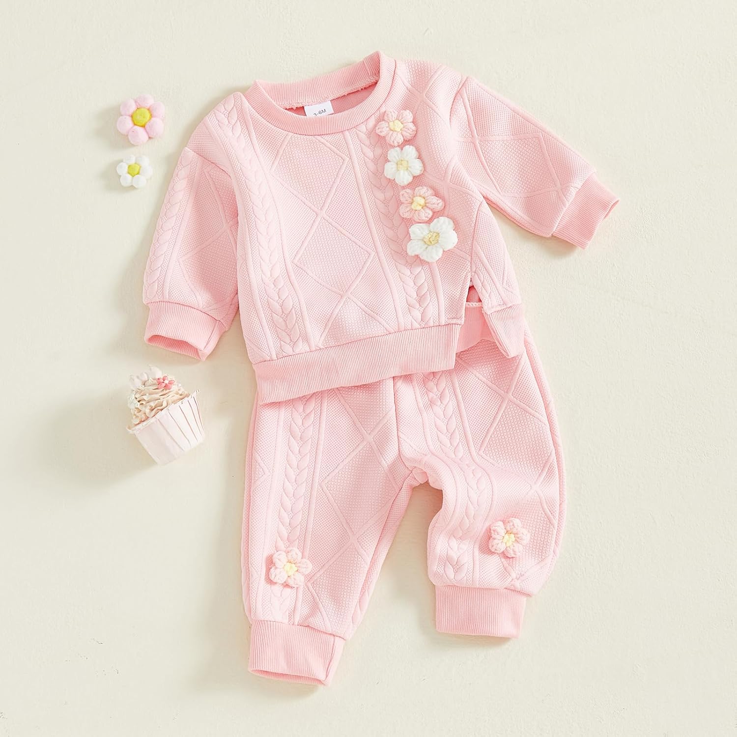Toddler Baby Girl Outfits Long Sleeve Solid Sweatsuit Pants 2 Piece Clothes Fall Winter Infant Sweater Set 3M-5T - Image 4