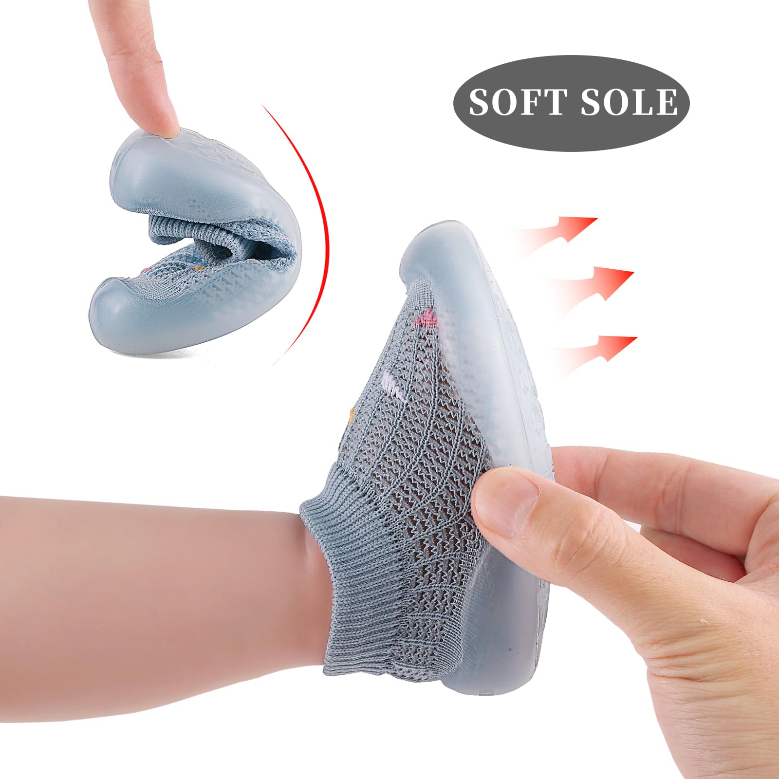 MASOCIO Scarpe Calze Antiscivolo Neonato Estive Scarpe Primi Passi Bimbo Bambino con Suole Gomma Morbido