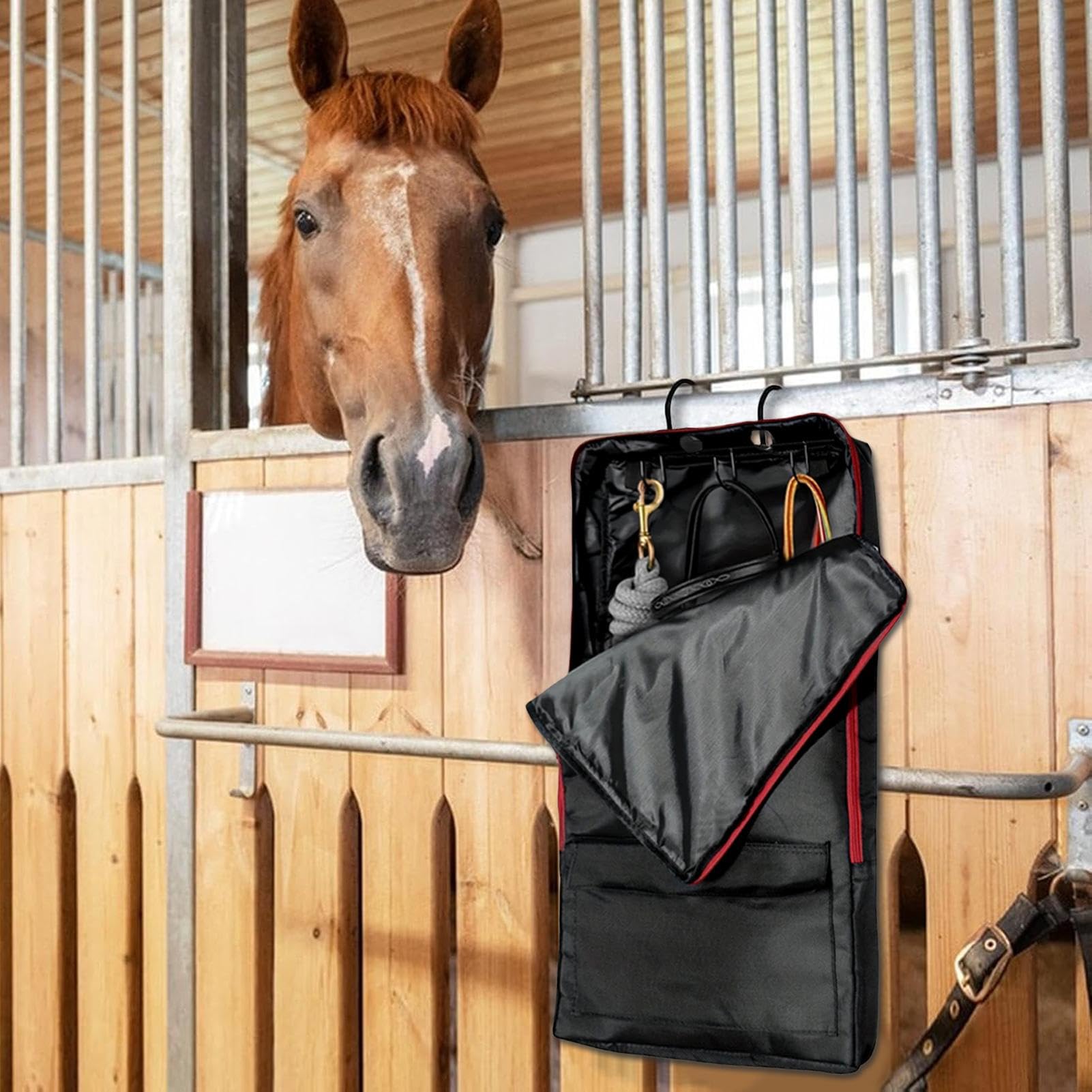 Bridle Bag - Bolsa de transporte para caballos con bolsillos con cremallera, correa de hombro ajustable reutilizable, multiusos, impermeable, organizador estable, suministros ecuestres para
