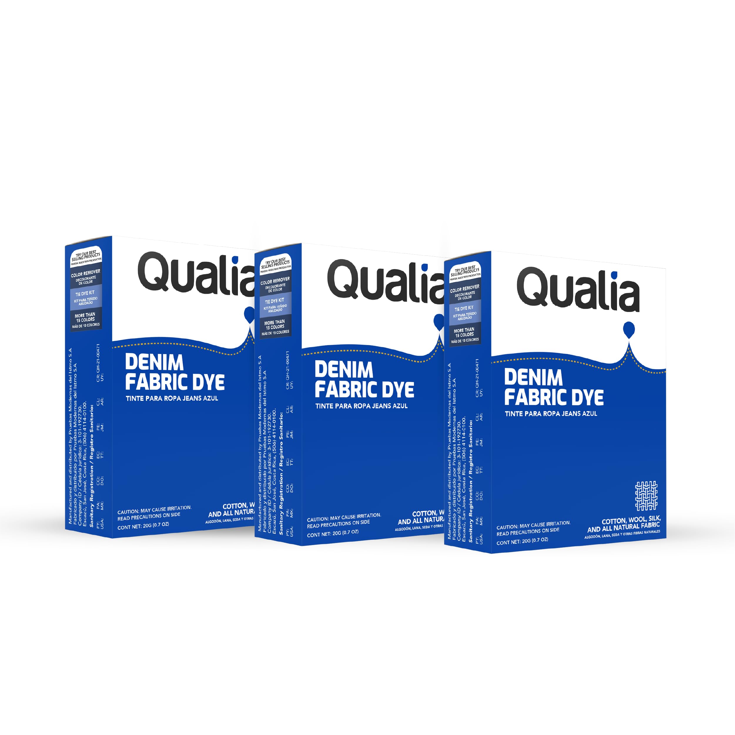 Qualia All Purpose Powder Fabric Dye, Denim Blue, 3 Pack