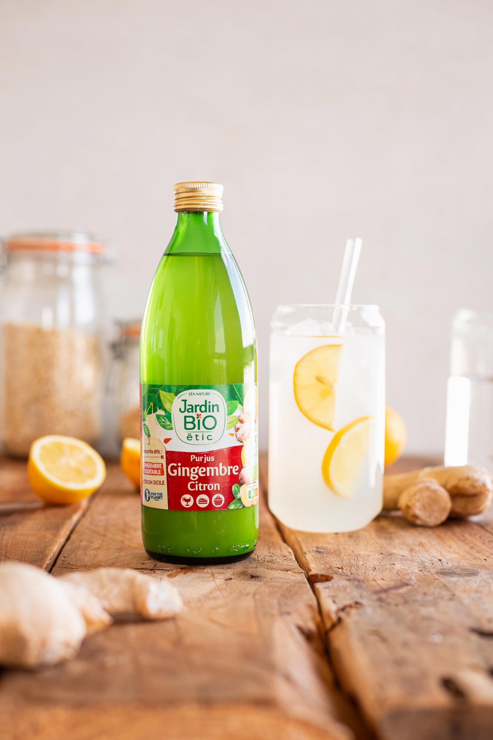 Jardin BiO étic – Pur Jus Gingembre Citron BIO 50cl | Gingembre équitable & Citron originaire de Sicile – Parfait pour assaisonner et cuisiner – Légèrement relevé