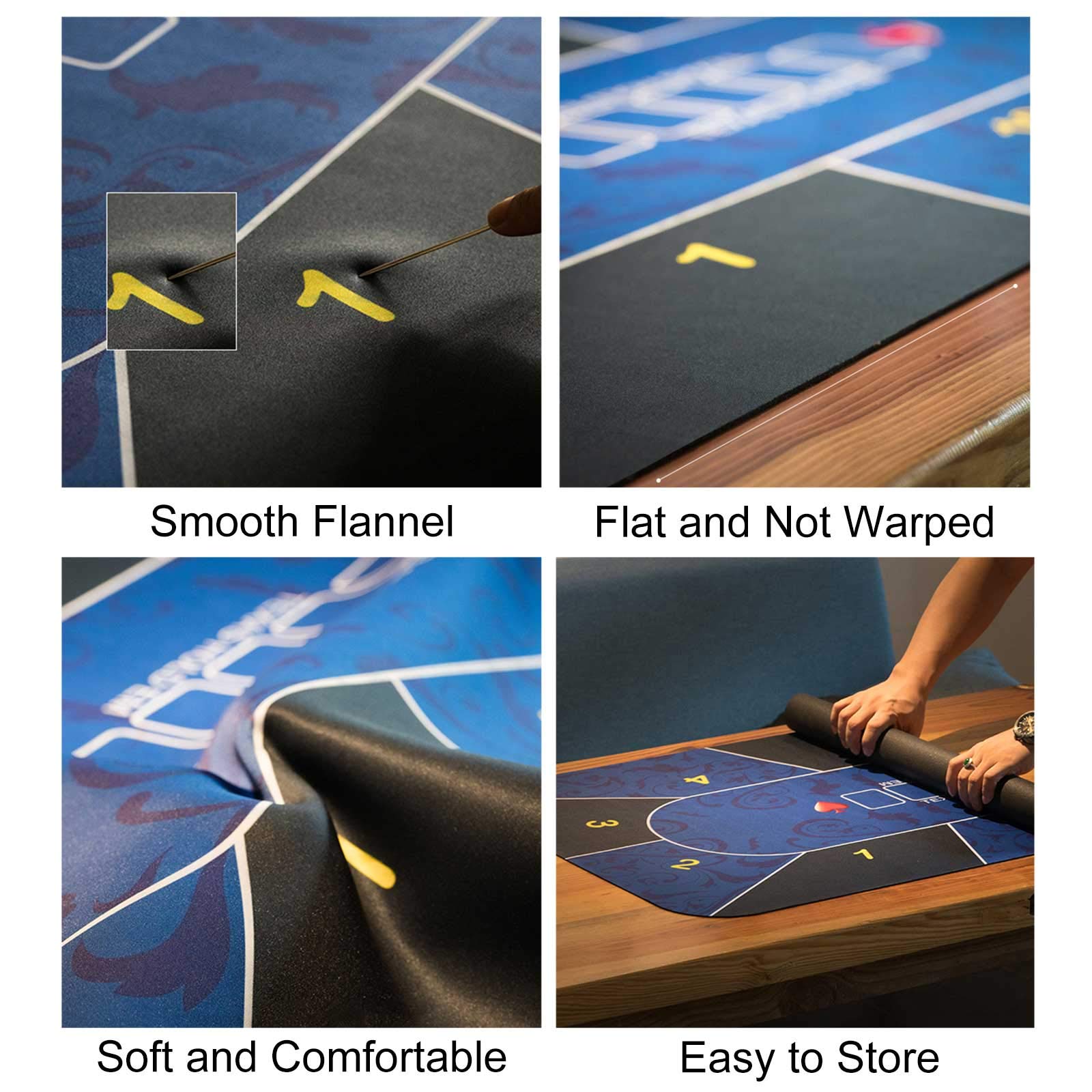 CHIPS Profi Pokermatte 120x60cm/180x90cm Universal Tischdecke für Brettspiele, Kartenspiele und Gesellschaftsspiele - Deluxe Pokertuch – Pokerteppich – Pokertischauflage