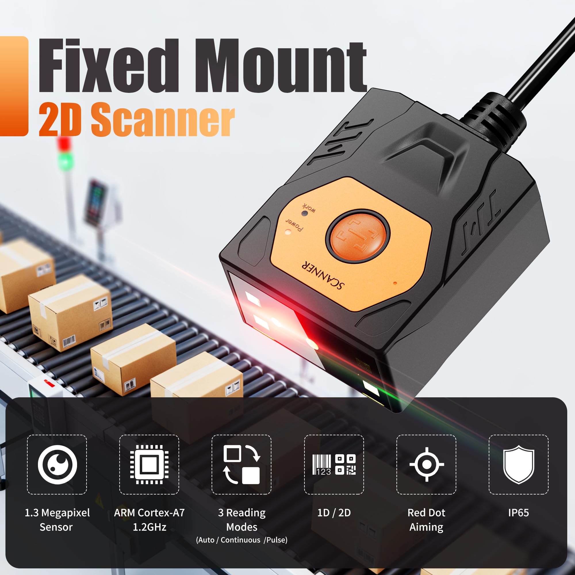 Escáner de código de barras NETUM NT-480 de montaje fijo, escáner de código QR 1D 2D industrial con conexión USB, escáner integrado de detección automática para quiosco, transportador, POS