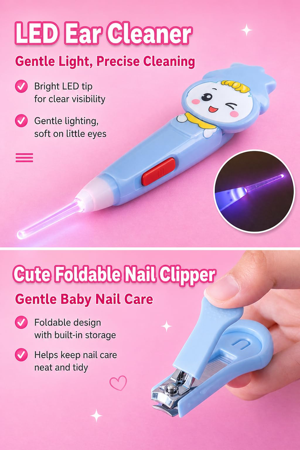 Trousse de Soin Bebe Naissance, Trousse De Toilette Bebe Naissance avec 13 Accessoires Essentiels, Brosse à Cheveux, Thermomètre Digital et de Bain, Coupe-Ongles, Lime, pour Nouveau-Né, Bleu