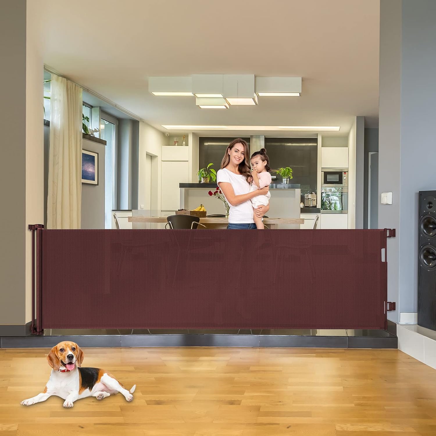 110 Inch Retractable Baby Gates Extra Wide Dog Gate for