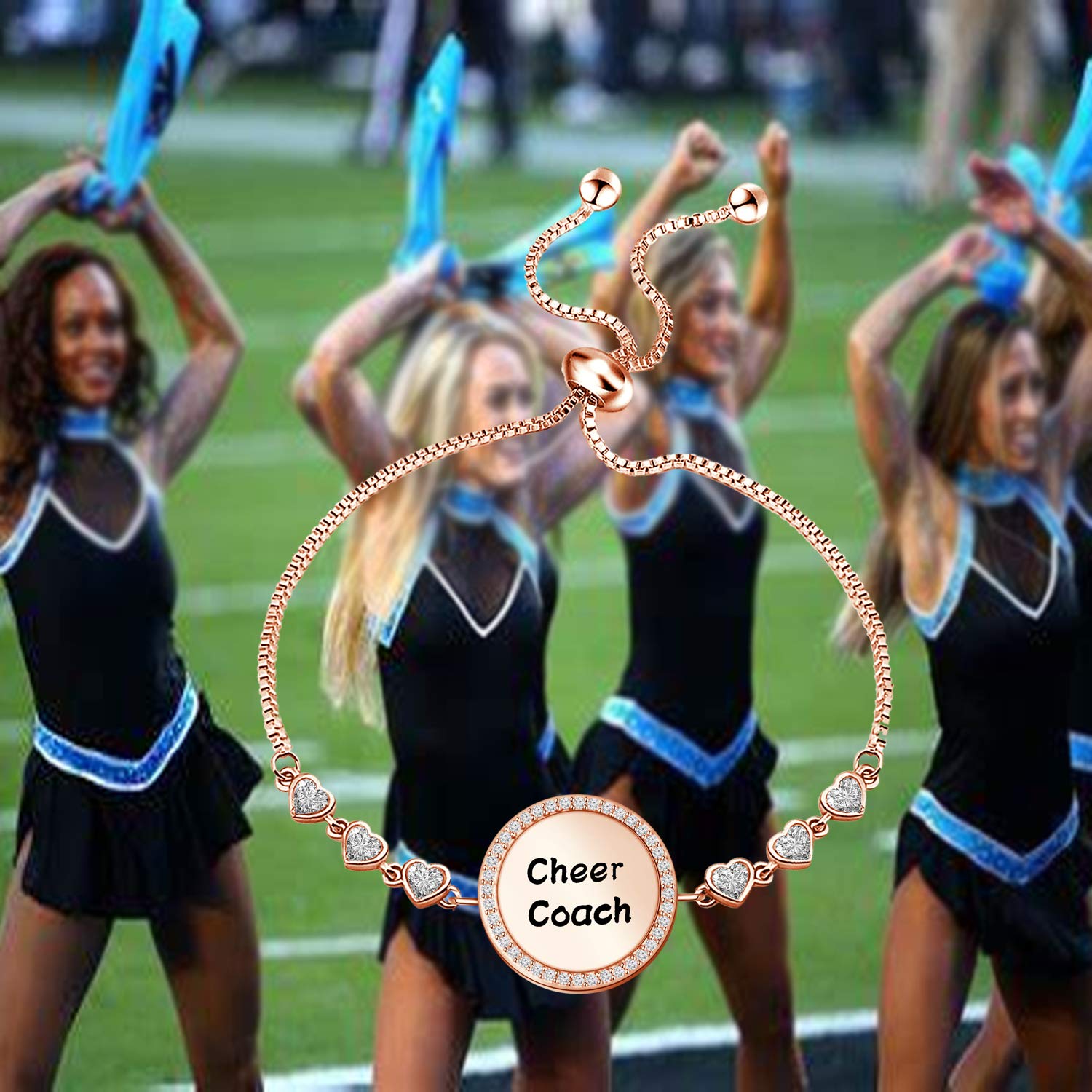 BEKECH Cheerleading Coach Gift Slide Bracelet - Appreciation Gift for Cheer Team Coaches - Cheerleader Jewelry