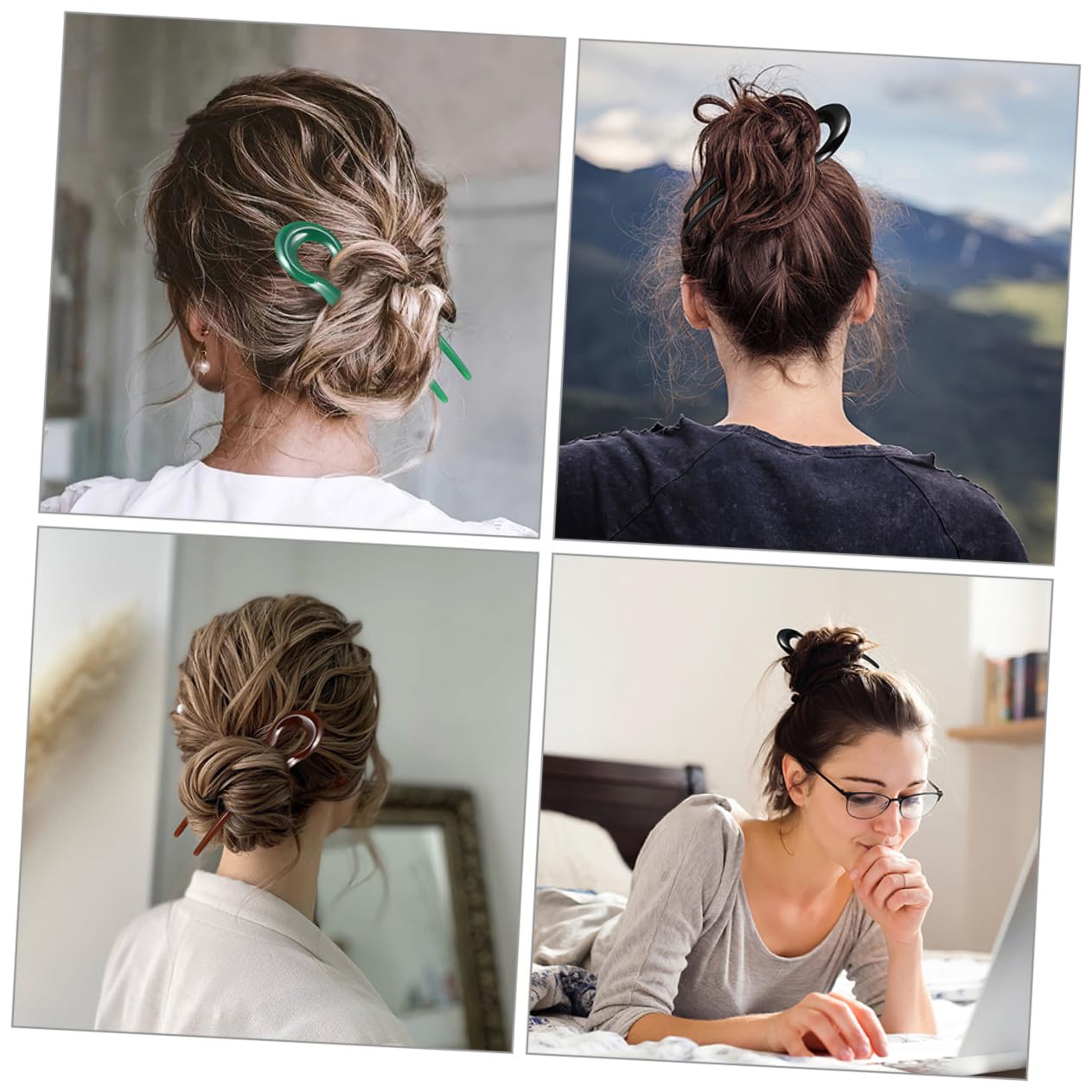 Horquillas Francesas para Mujer en Resina, 10 Piezas Estructura Resistente para Sujetar Moños Firmemente en Fiestas y Eventos Elegantes