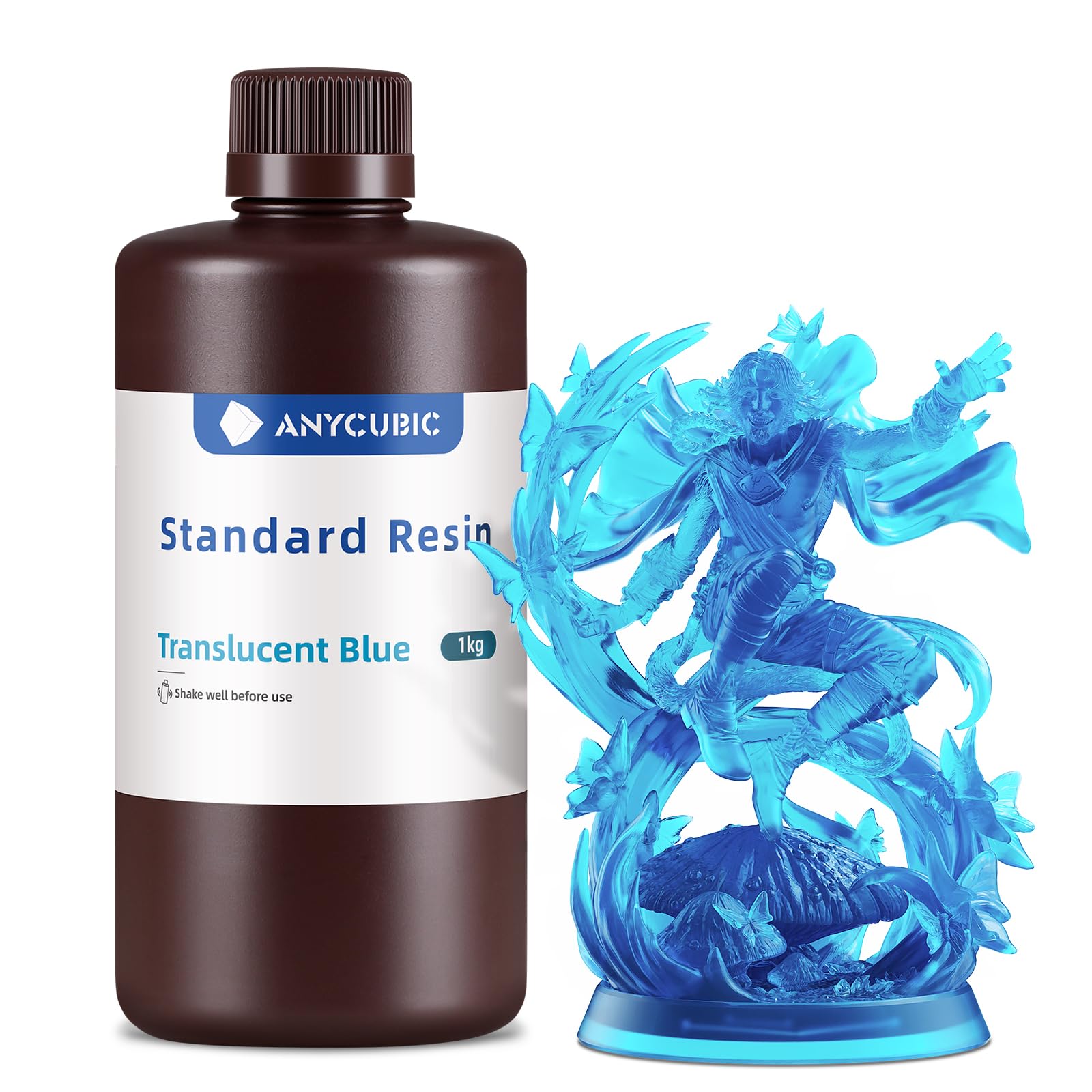 ANYCUBIC Resina Stampante 3D, Resine Standard Fotopolimerizzante UV 405 nm con Alta Precisione, Eccellente Fluidità e Solidificare Rapida per stampanti 3D 4K/8K LCD/DLP/SLA (Blu Trasparente, 1000g)