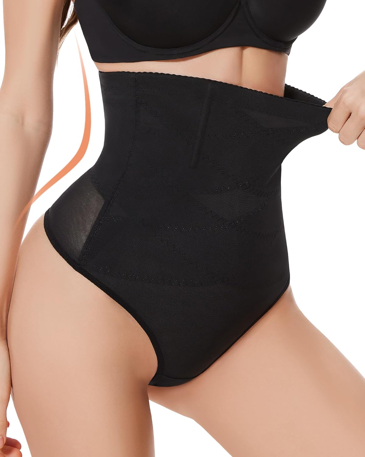 Thong Shapewear Tummy Control - High Waisted Body Shaper Panties Girdle Compression Stomach Shapewear Underwear Black