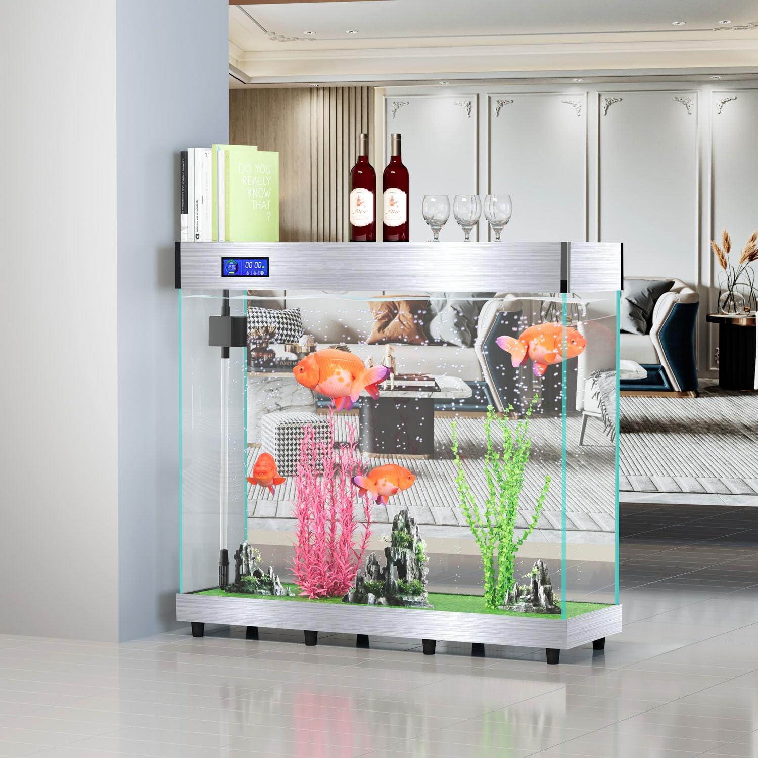 FISH TANK  31冊 Amazon.com : Thickened Tempered Glass 42.5W x 13.8D x 47.2H