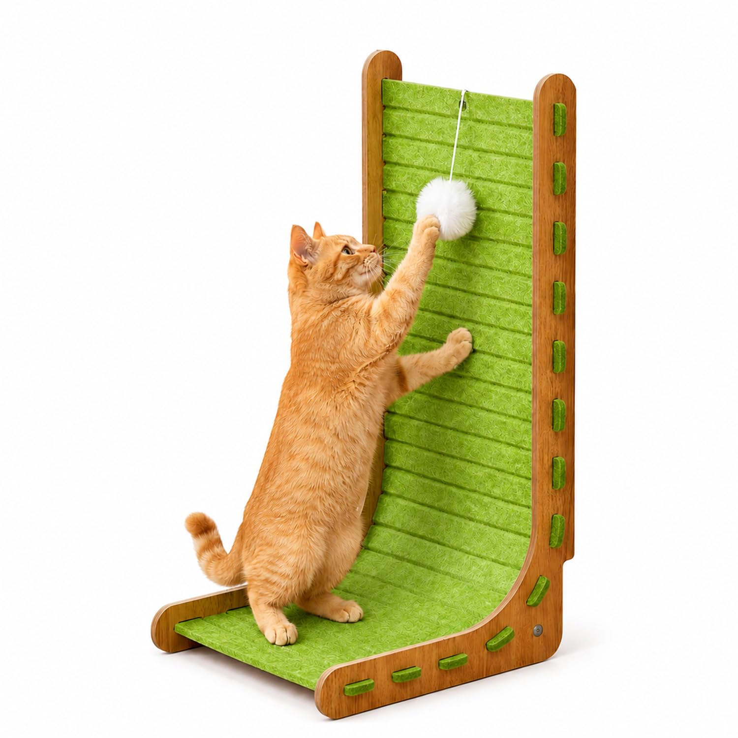 Vertical Cat Scratcher with Bell in Green – Stable Cat Scratching Post for Indoor Cats – Anti-Topple Cat Scratching Board Alternative for Claws Care and Interactive Play