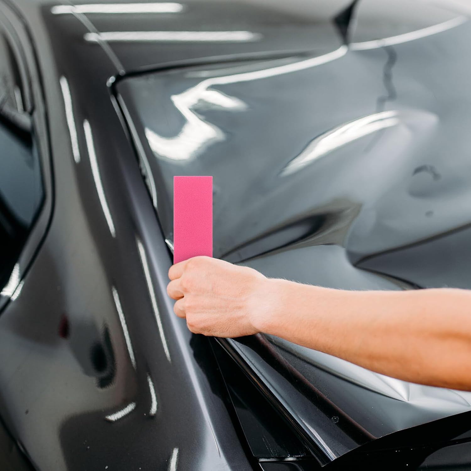 PRETYZOOM 5pcs Vinyl Wrap Edge Cloth Replacement Scraper, 4x11cm Pink Felt Squeegee for Car Vinyl Wrap and Window Film Installation, Automotive Decal Application Tool