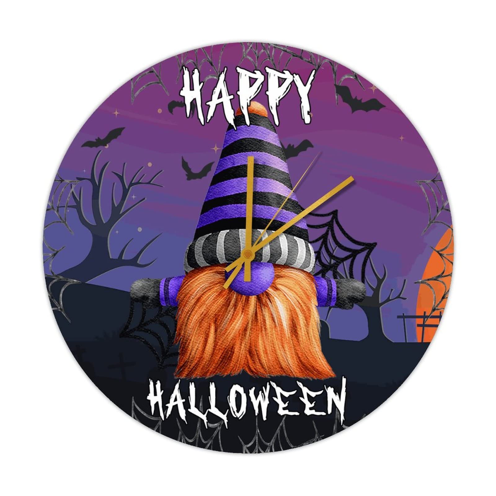 Horloge ronde bois Halloween cadeau vintage décoration maison