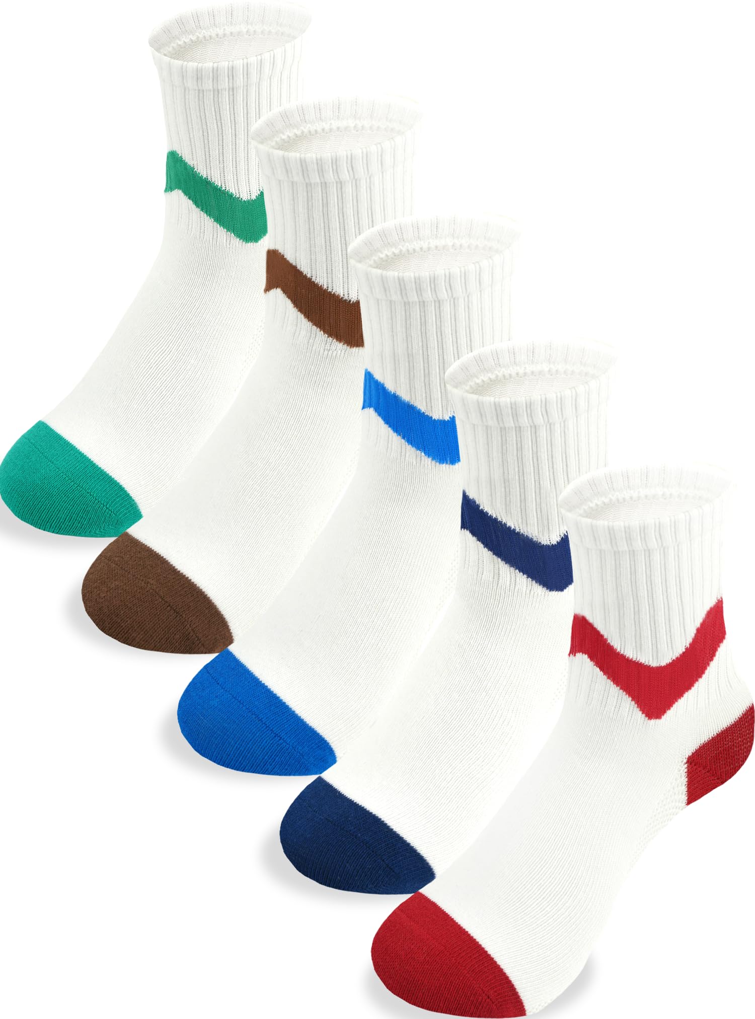 Boys Socks Athletic Crew Cotton Seamless Toes Breathable 5-Pack 4-18Years