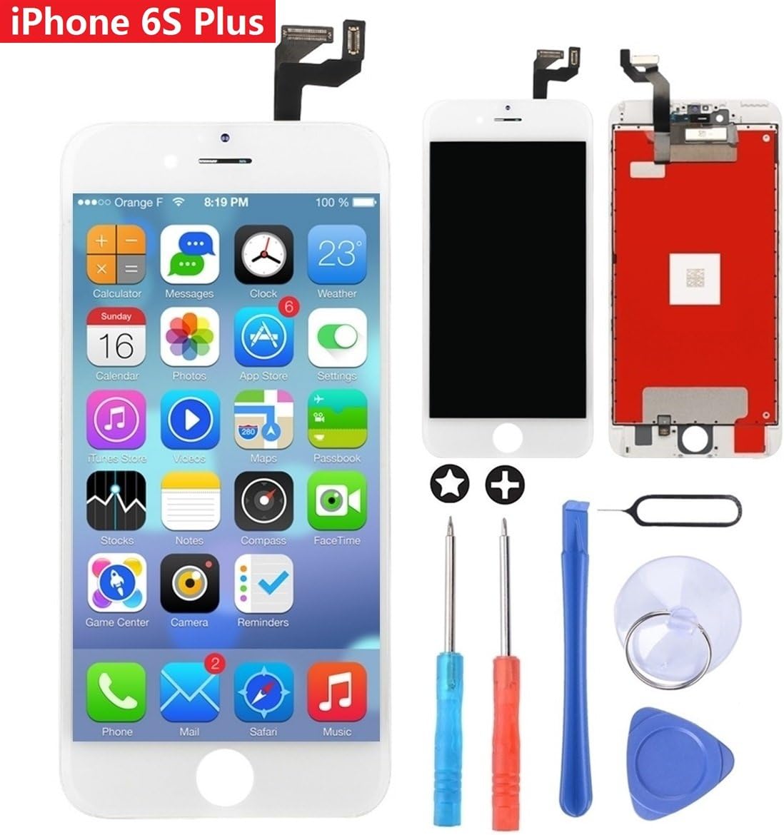 Brinonac LCD 3D Touch Screen Digitizer Frame Assembly Full Set Screen Replacement with Tools for iPhone 6S Plus 5.5 inch White