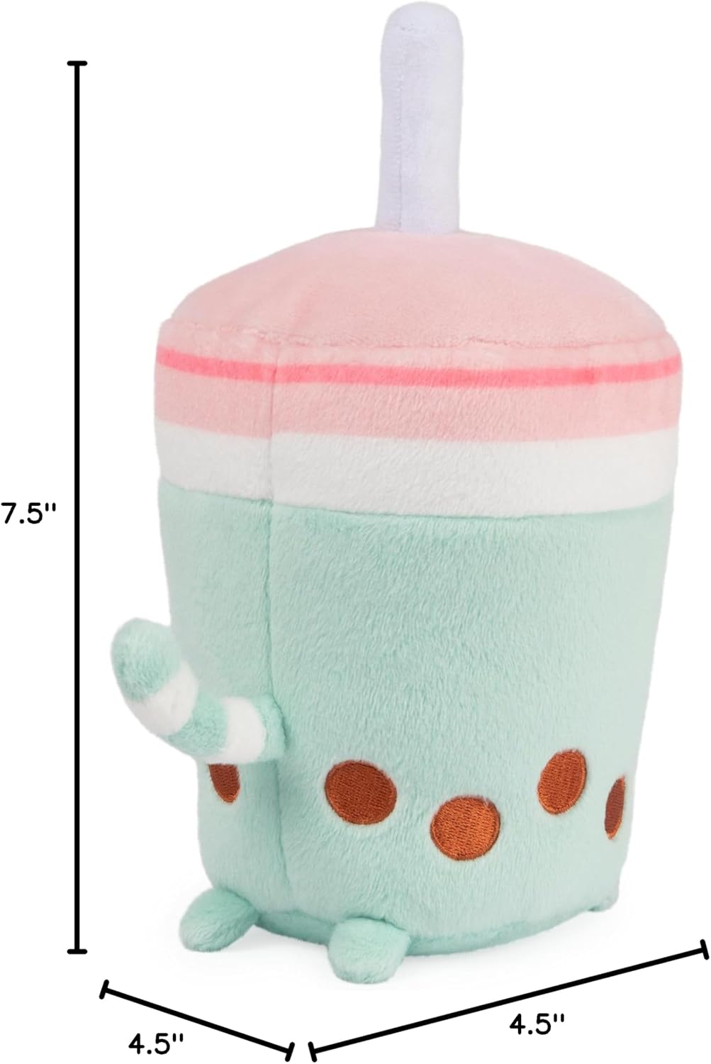 GUND Pusheen Boba Tea Cup Plush Cat Stuffed Animal for Ages 8 and Up, Green/Pink, 6”