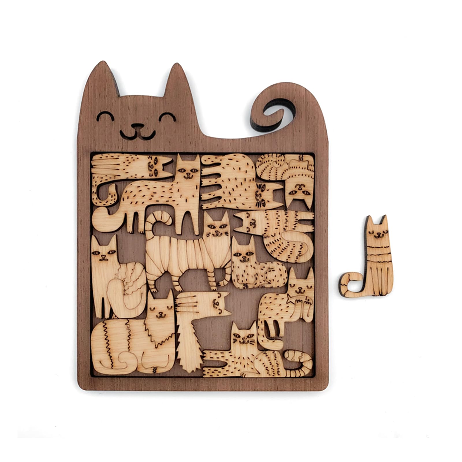 Cosrkee 500 Piece Gray Tabby Cat Jigsaw Puzzle For Adults - Wooden Animal Puzzle Fun & Challenging Game