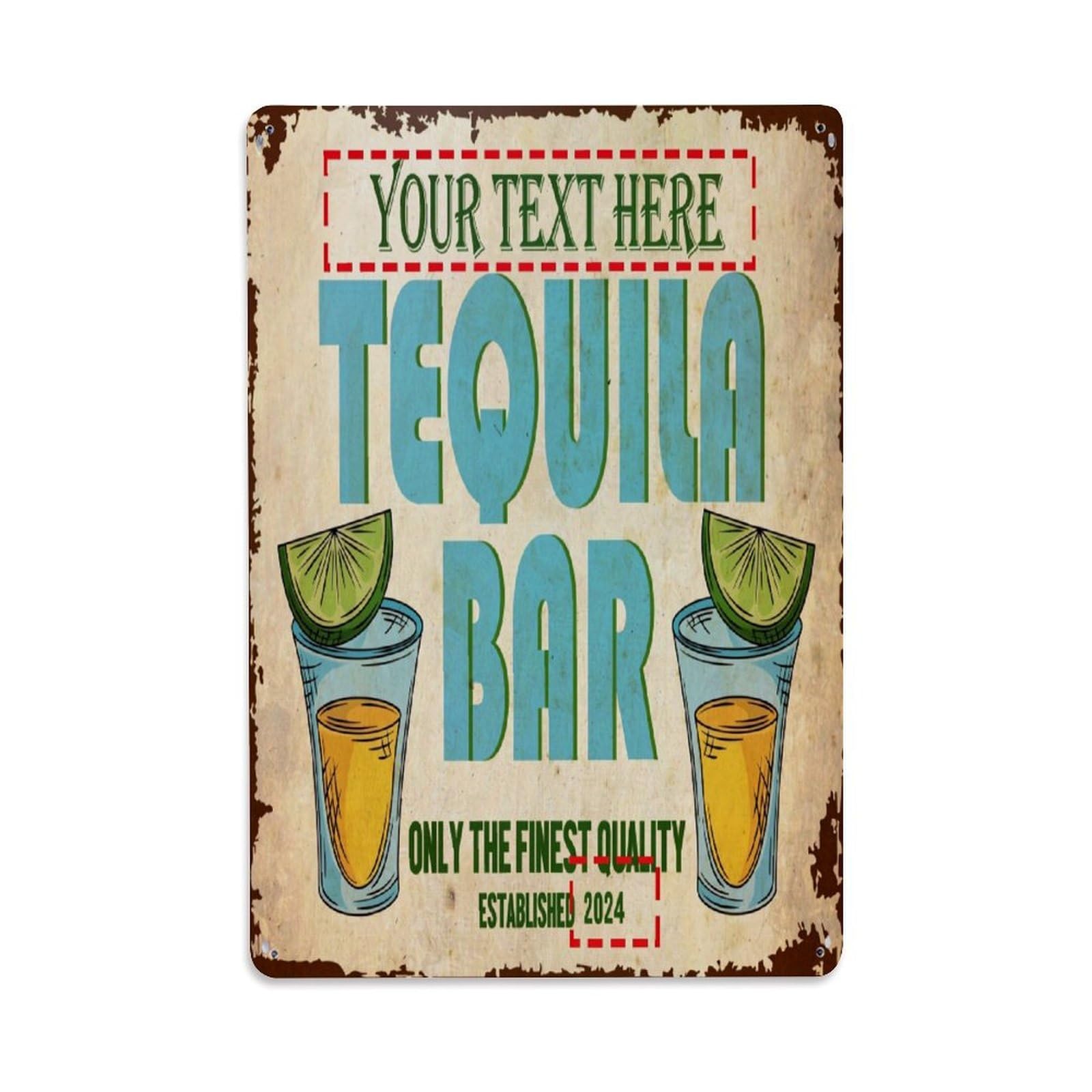 Tequila Bar Vintage Sign Design Retro Metal Tin Sign, Vintage Metal Poster for home, Gaming Room, Studio Workshop,Bar,Garage Wall Art Decor 8x12 Inch