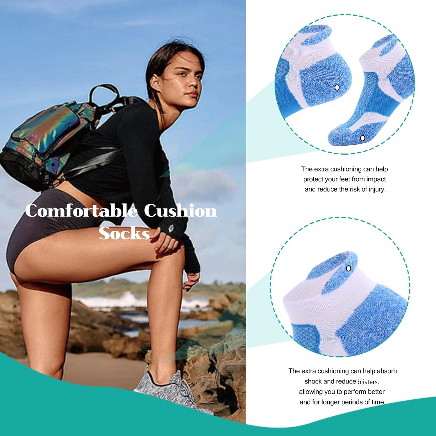 Kodal Copper Infused Ankle Socks Cushioned Athletic Low Cut Super Comfy Breathable Odor Free Socks with Tab - Image 3