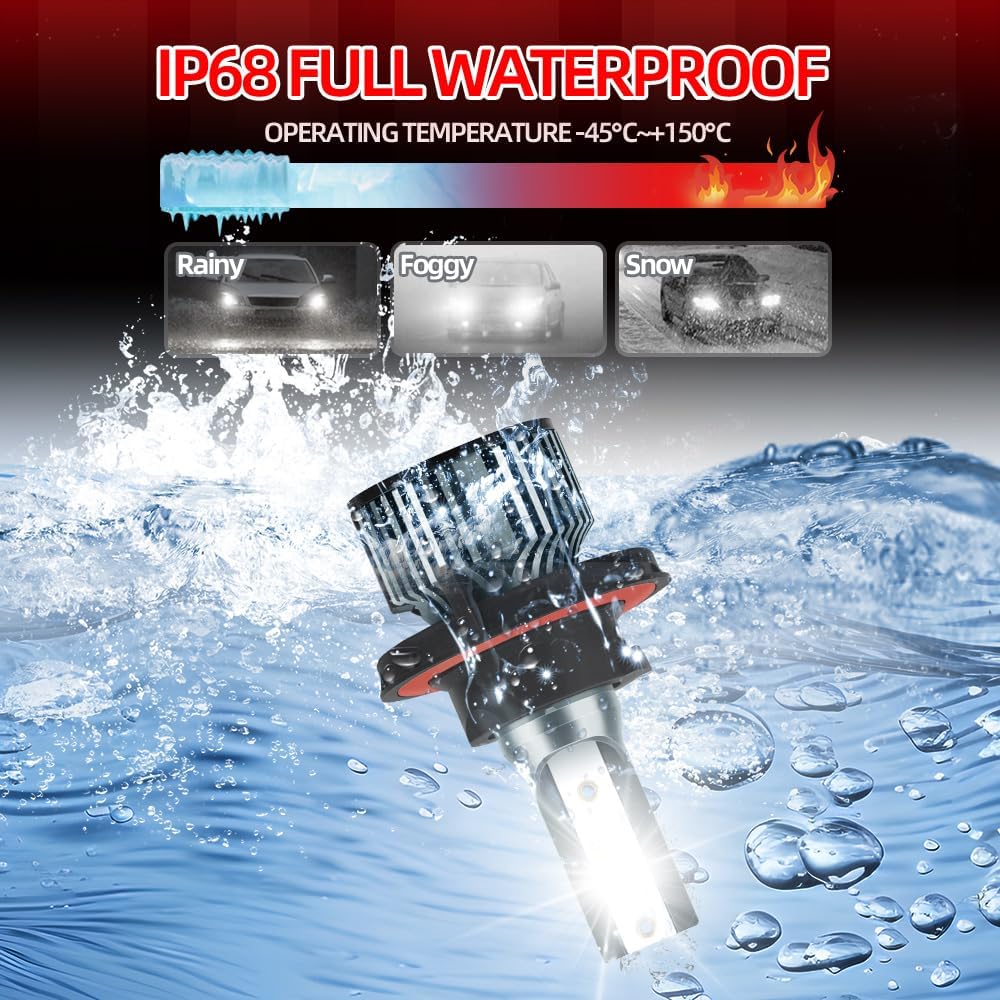 LED Front Light Bulbs Combo Compatible with Ford Transit Connect 2010 2011 2012 2013,400% Brightness 6500K 22000LM, 9008 H13 High/Low Beam & H11 Fog Lights,Plug and Play,Pack of 4