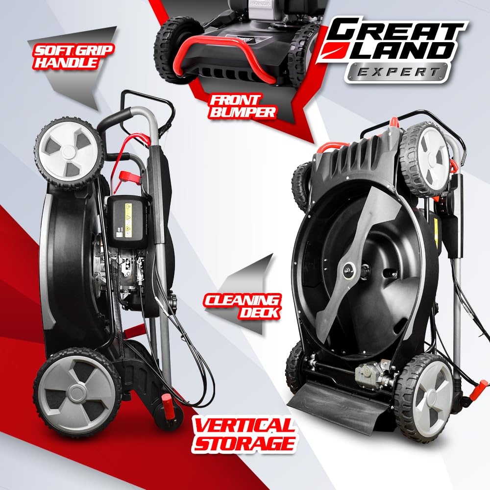 Tondeuse Thermique tractée 202CC avec Moteur Honda, Mulching, éjection latérale et Vitesse Variable.