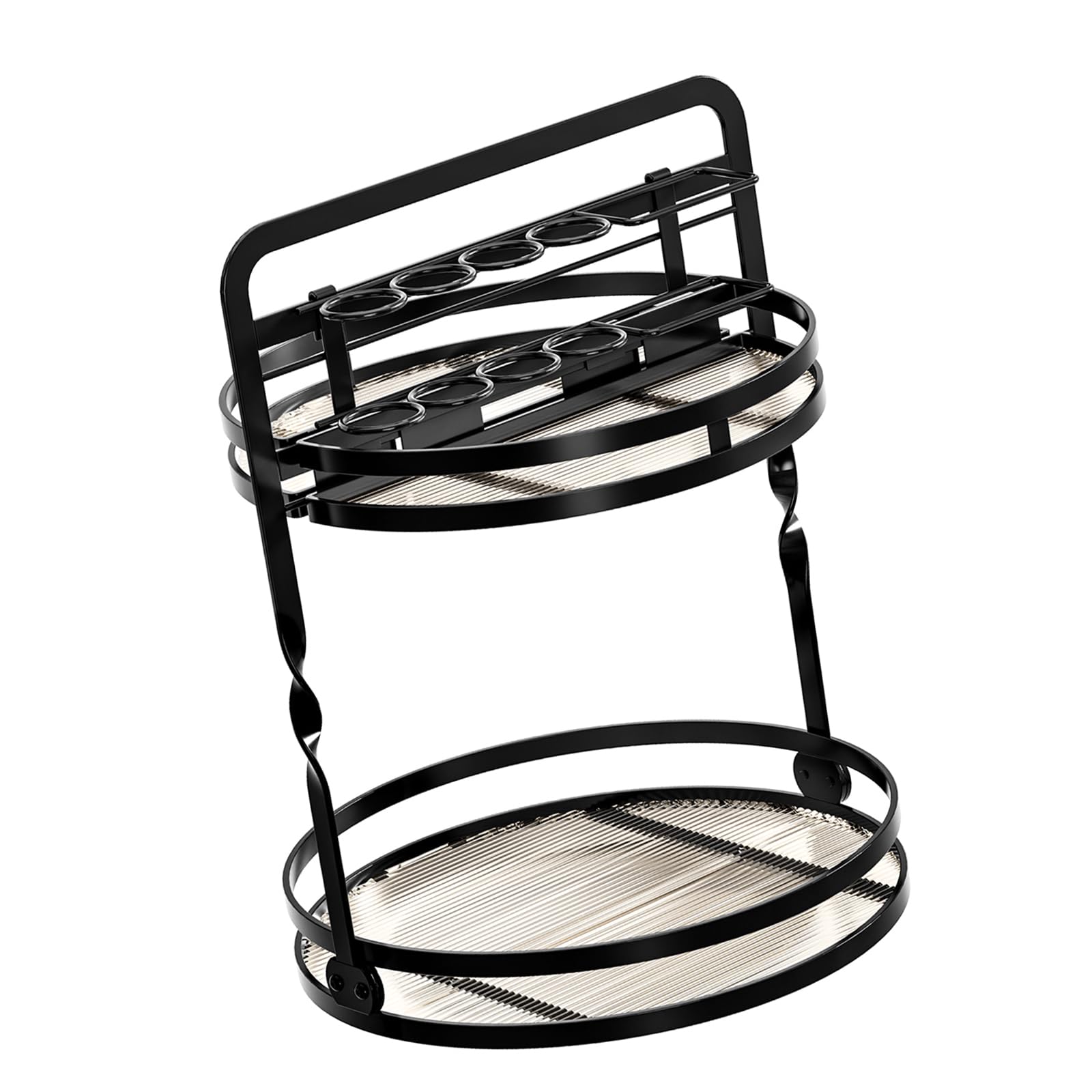 NVOQILIN Revolving Cosmetic Holder with Two Compartments and Visible Brush Stand for Dresser Table Elegant Makeup Planner