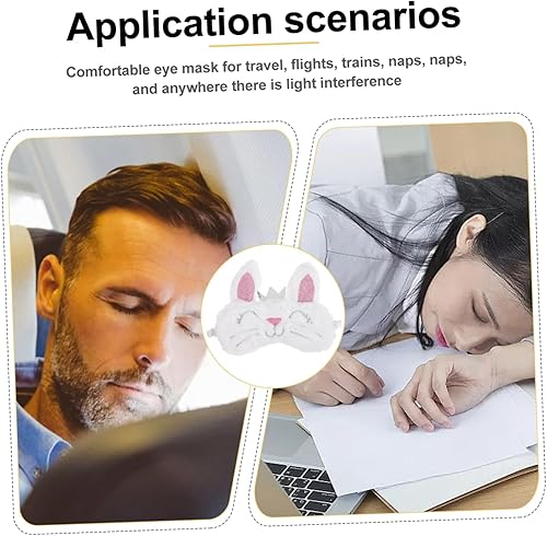 Miniatura 5 de 1 máscara de animales para parche para dormir mujeres niñas sombra sombra sombra máscara de sueño conejo de felpa con los ojos vendados parche de