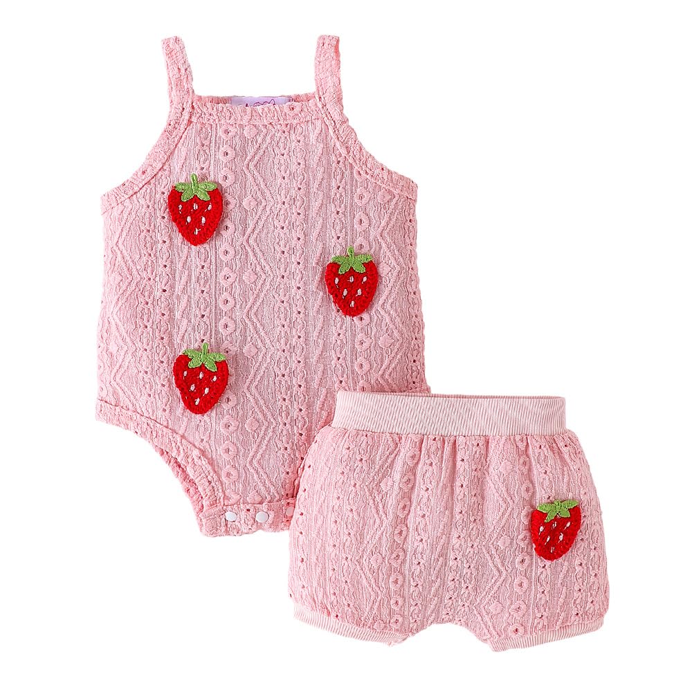 Baby Girls Polyester Blend Printed Textured Print Sleeveless Pink Short Set