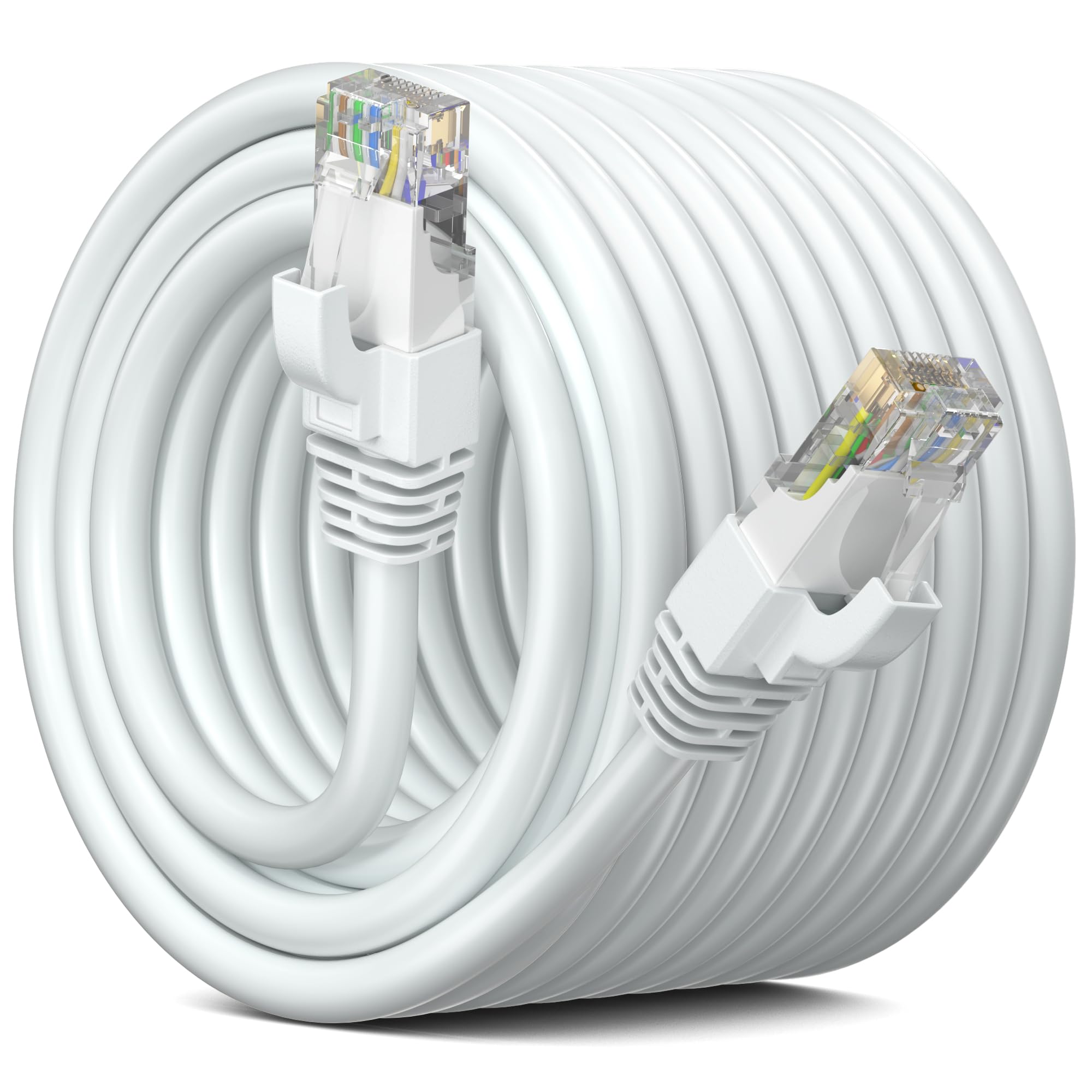 Maximm Cat 6 Ethernet Cable 100 Ft,Cat6 Cable, LAN Cable, Internet Cable, Patch Cable and Network Cable - UTP (White) 100 Feet ethernet Cord