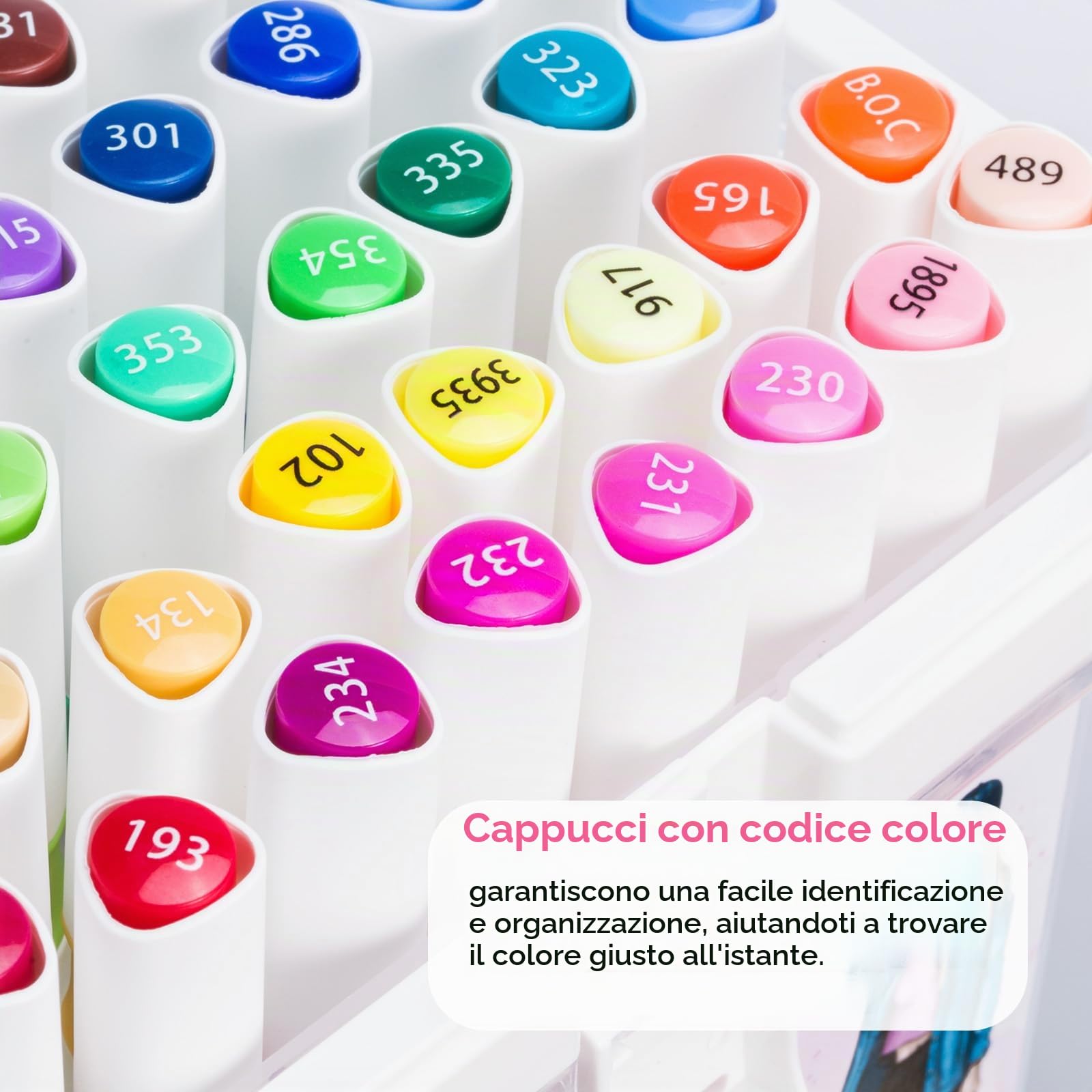 Ohuhu markers, 47+1 colori Pennello e scalpello con doppia punta per pennarelli ad alcool Facile sfumatura per artisti principianti studenti Colorazione Schizzi Illustrazioni Anime e Manga