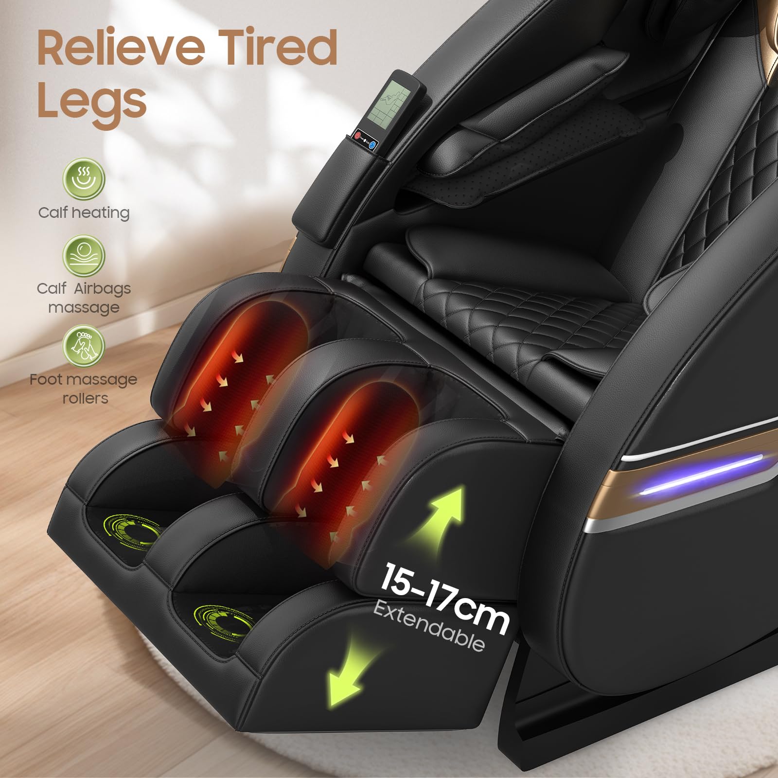 Sillón de Masaje de Cuerpo Completo,con 14 Puntos de Masaje y 8 airbags, calefacción Lumbar y para Las piernas, Masaje con Rodillos para los pies, Altavoz Bluetooth, sillones de Masaje eléct