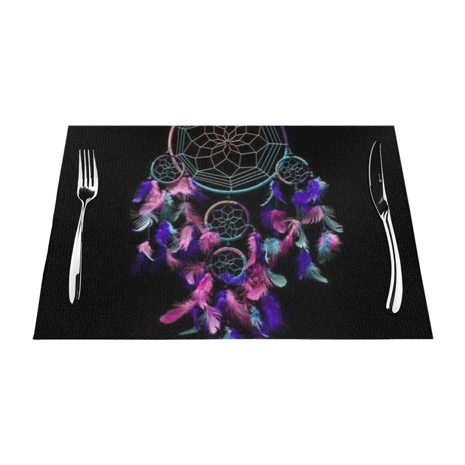 PVC Placemat Set of 4 PCS, 45x30 CM, Dream Catcher Printed Non-Slip Heat Resistant Place Mats for Kitchen Dining Table Indoor Outdoor