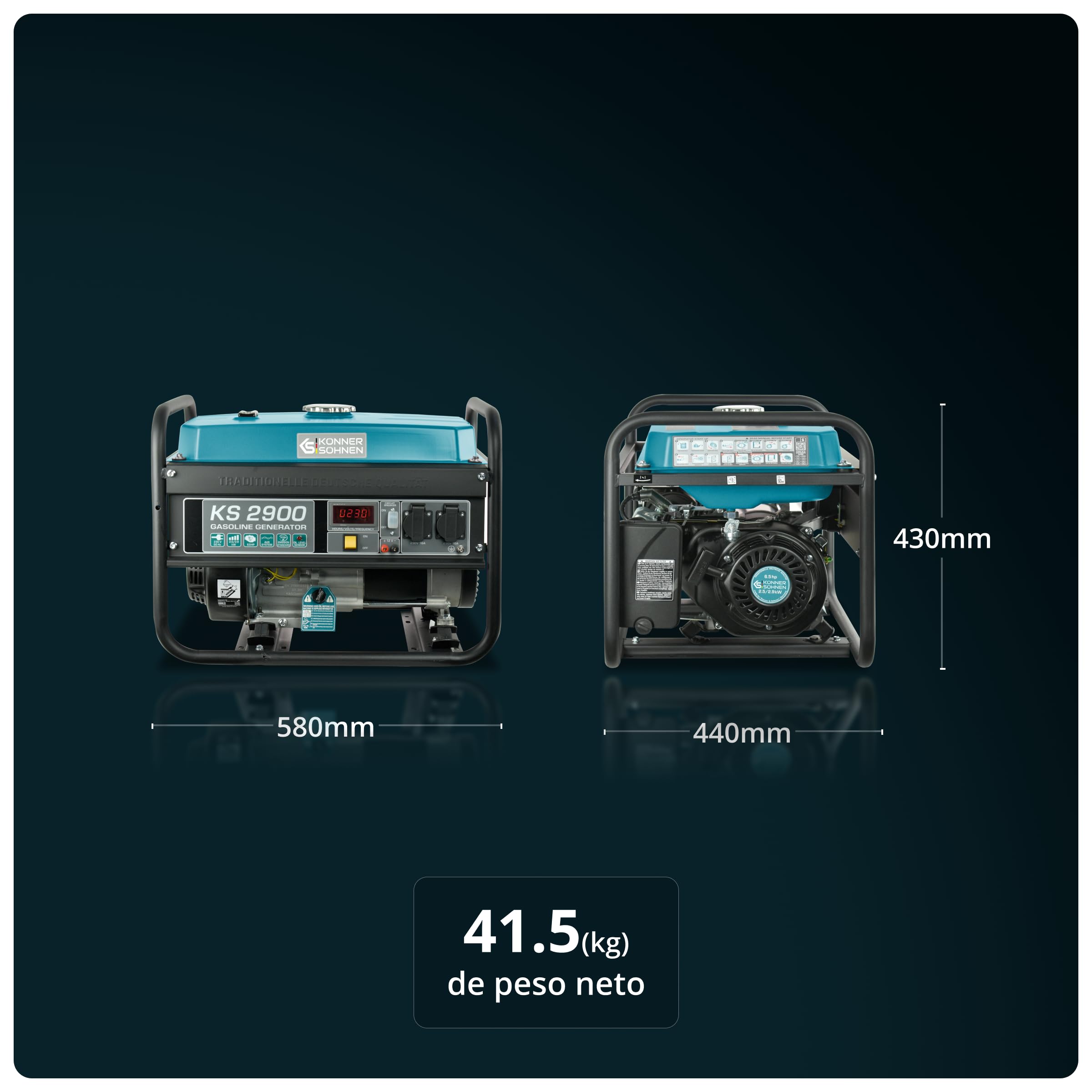 Generador de gasolina KS 2900,generador electrico gasolina2900 W,2x16A (230 V),12V,power station con (AVR),indicador aceite, protección ante sobrecargas y cortocircuitos,generador 4 tiempos