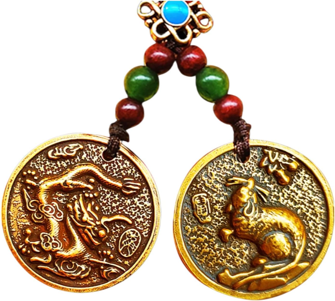 属猴人鼠龙保岁三合生肖吉祥物吊坠2024年黄铜六合钥匙扣吊坠 Feng Shui Good Amulet fengshui Chinese Tassel Ornaments-1549