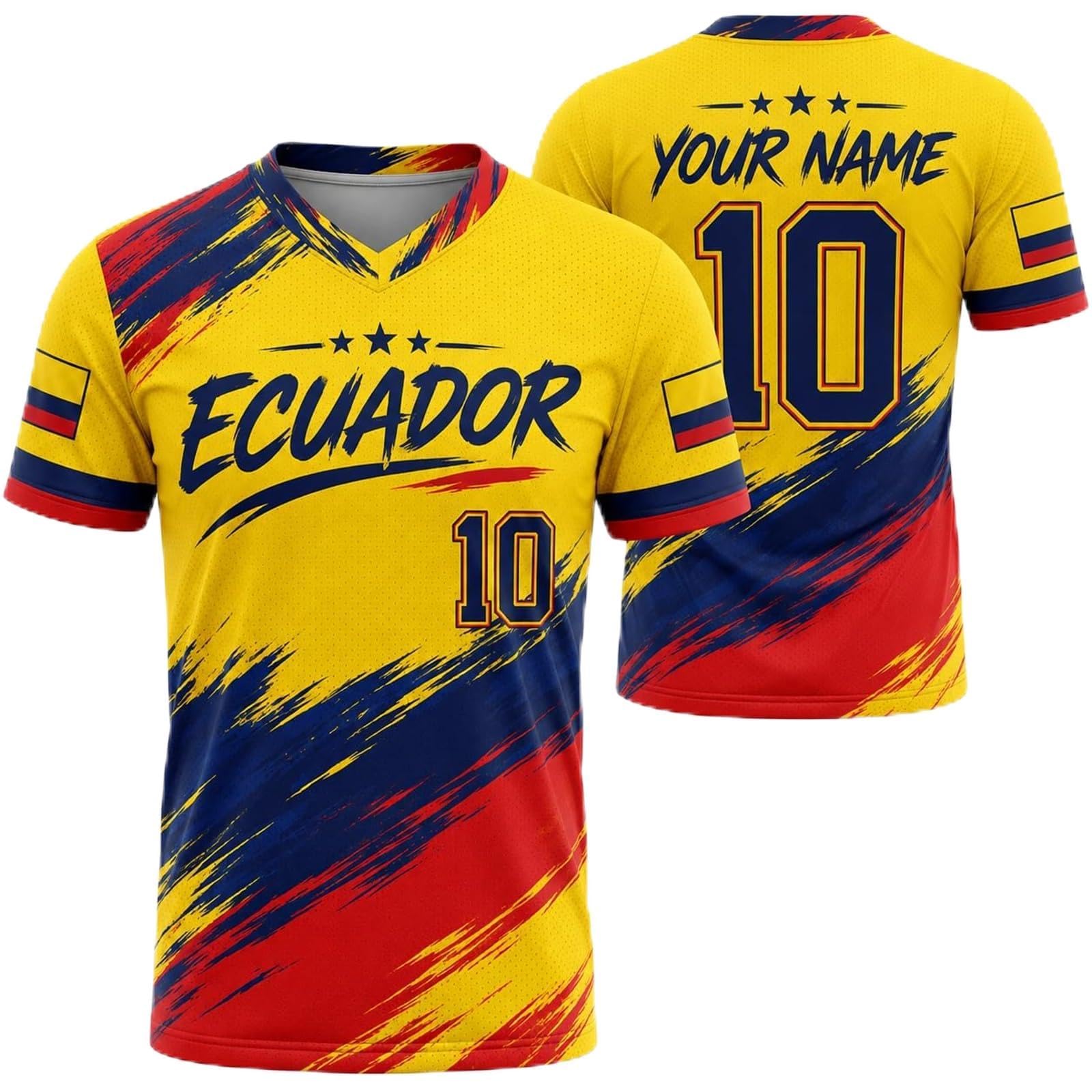 Personalised Name Number Football Shirt 2026 Men Women Youth (Ecuador)