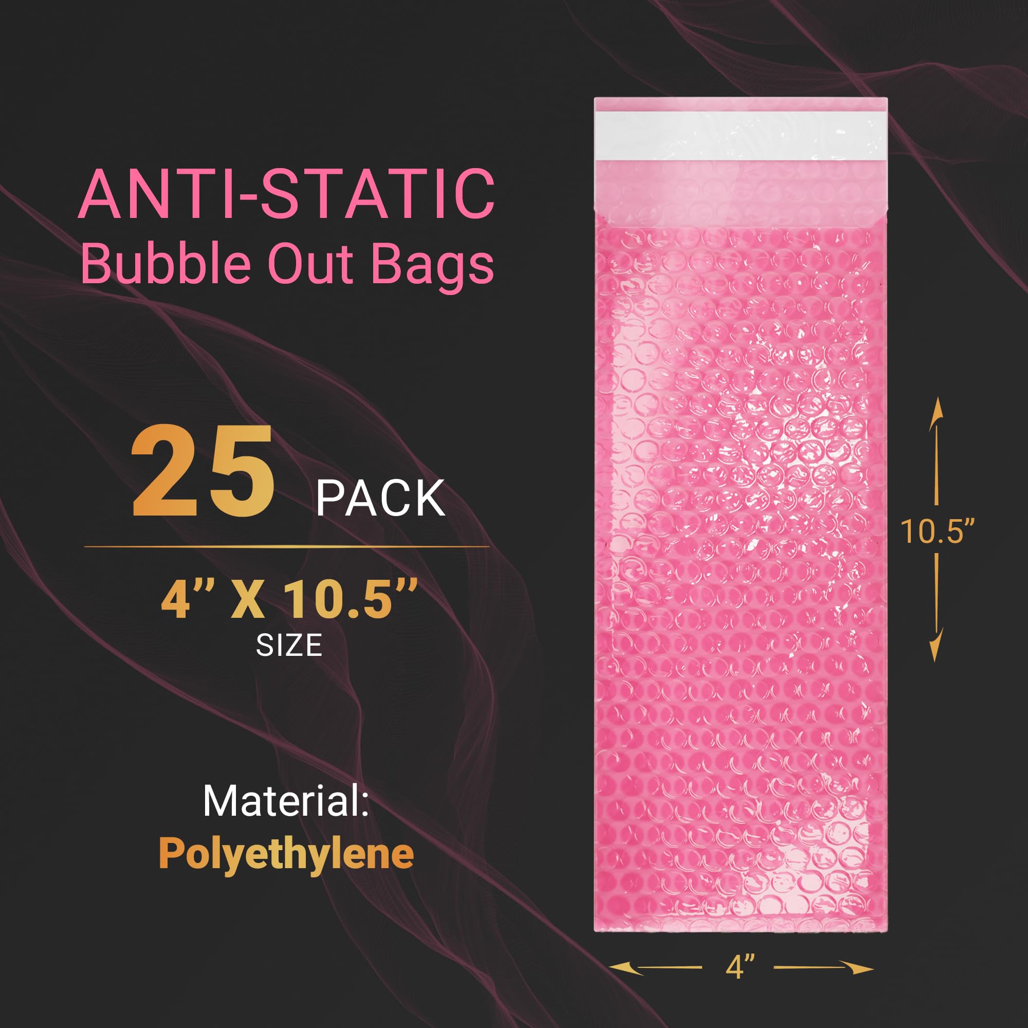 APQ Lot de 25 sacs à bulles antistatiques 4 x 10,5 sacs refermables pour emballage, stockage de composants électroniques sensibles
