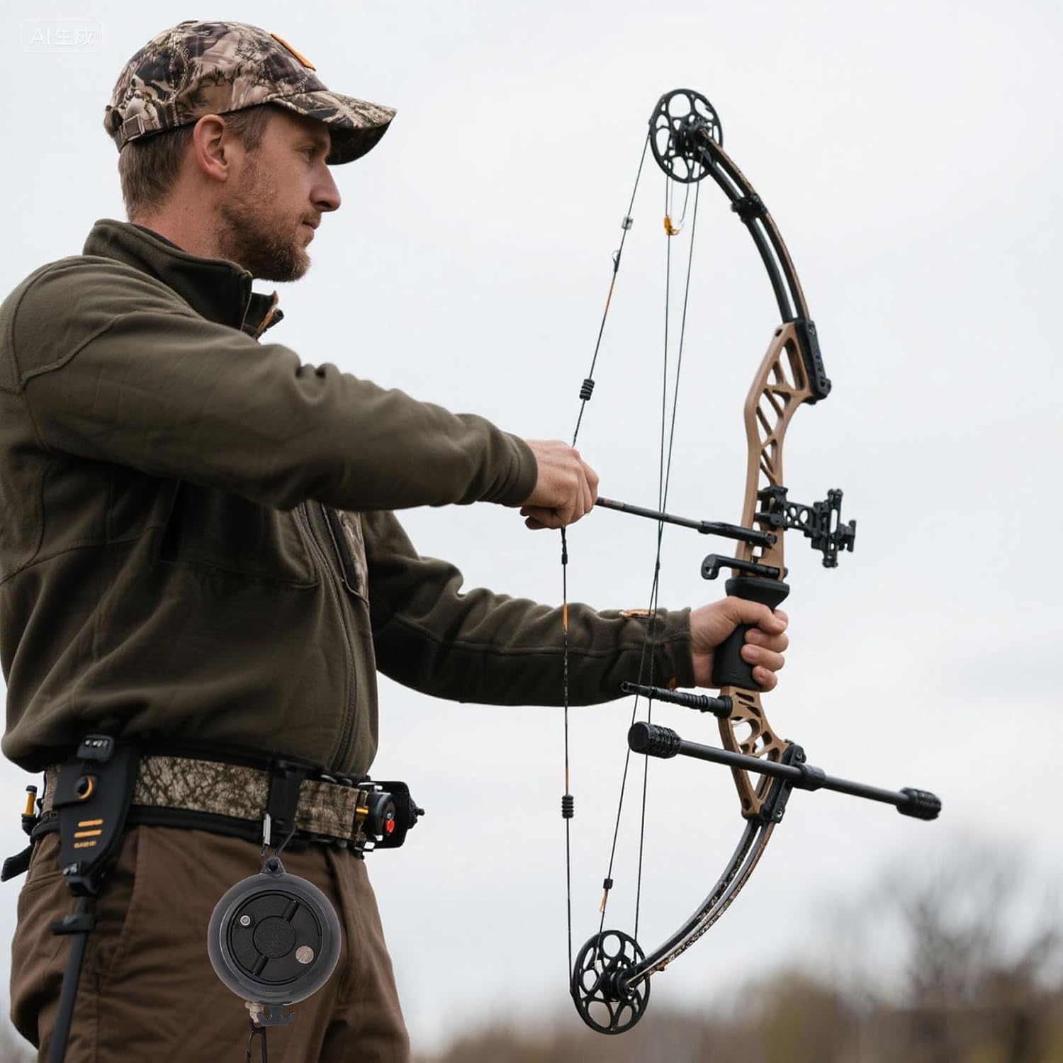 Retractable Bow Hoist, 32.8FT Tree Stand Bow and Gear Hoist Archery Backpack Hunting Gear Rope Accessories for Saddle Hunting Treestand Climbing Safety (Black)