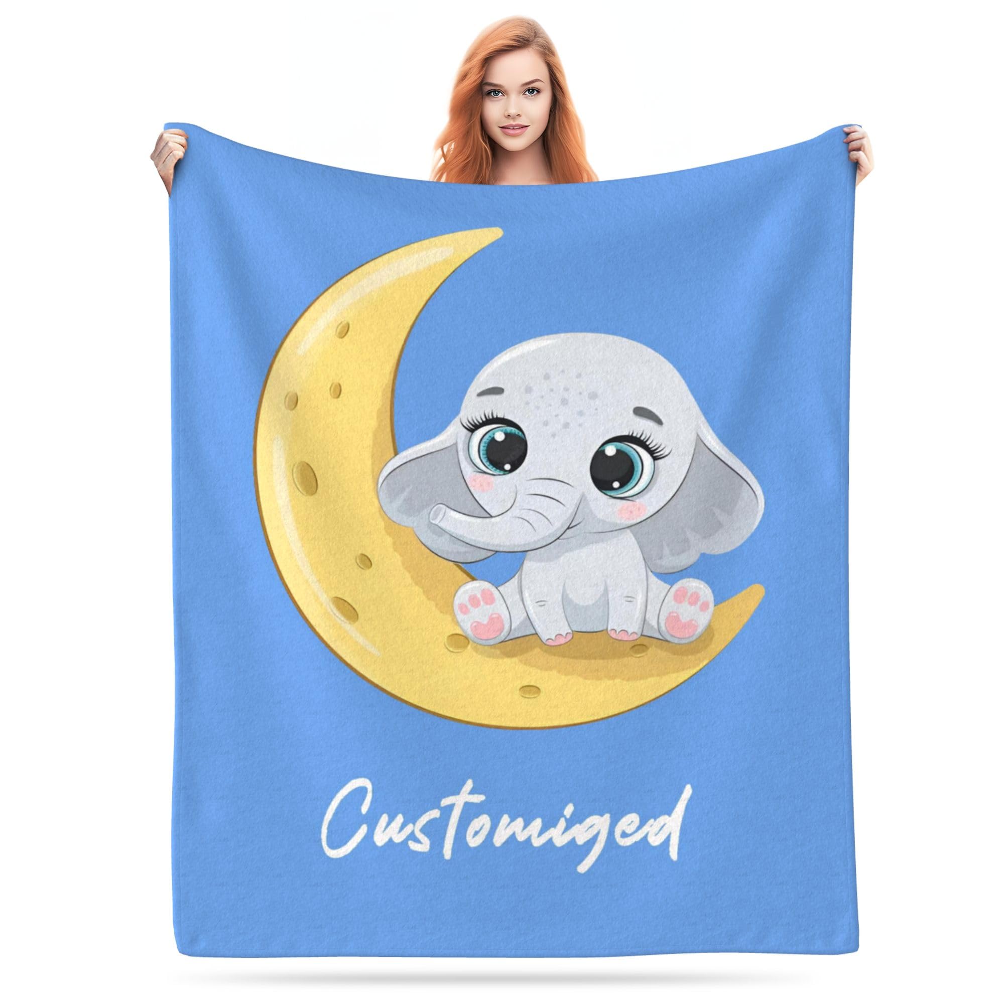 LMQJDZ Personalised Baby Blankets,Personalised Blanket for Kids Baby Adults Customised Name Blanket.Gifts for Baby Shower Birthday Easter Nursery Room Decor.