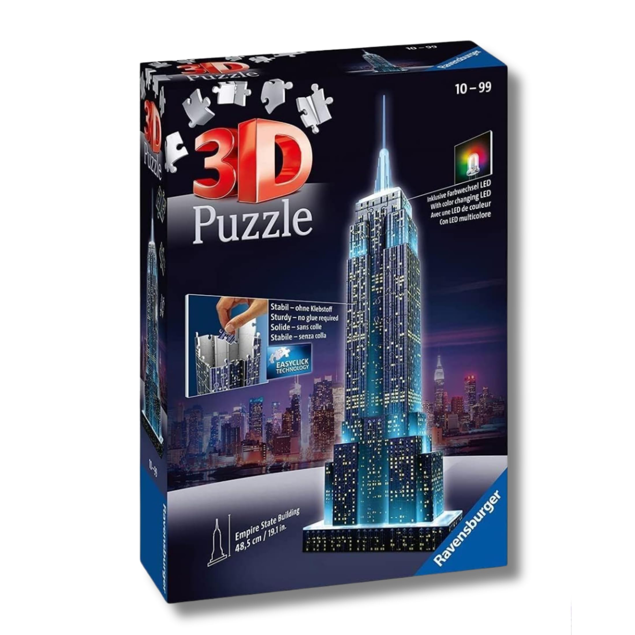 Ravensburger - Puzzle 3D Empire State Building Notturno LED, 228 Pezzi