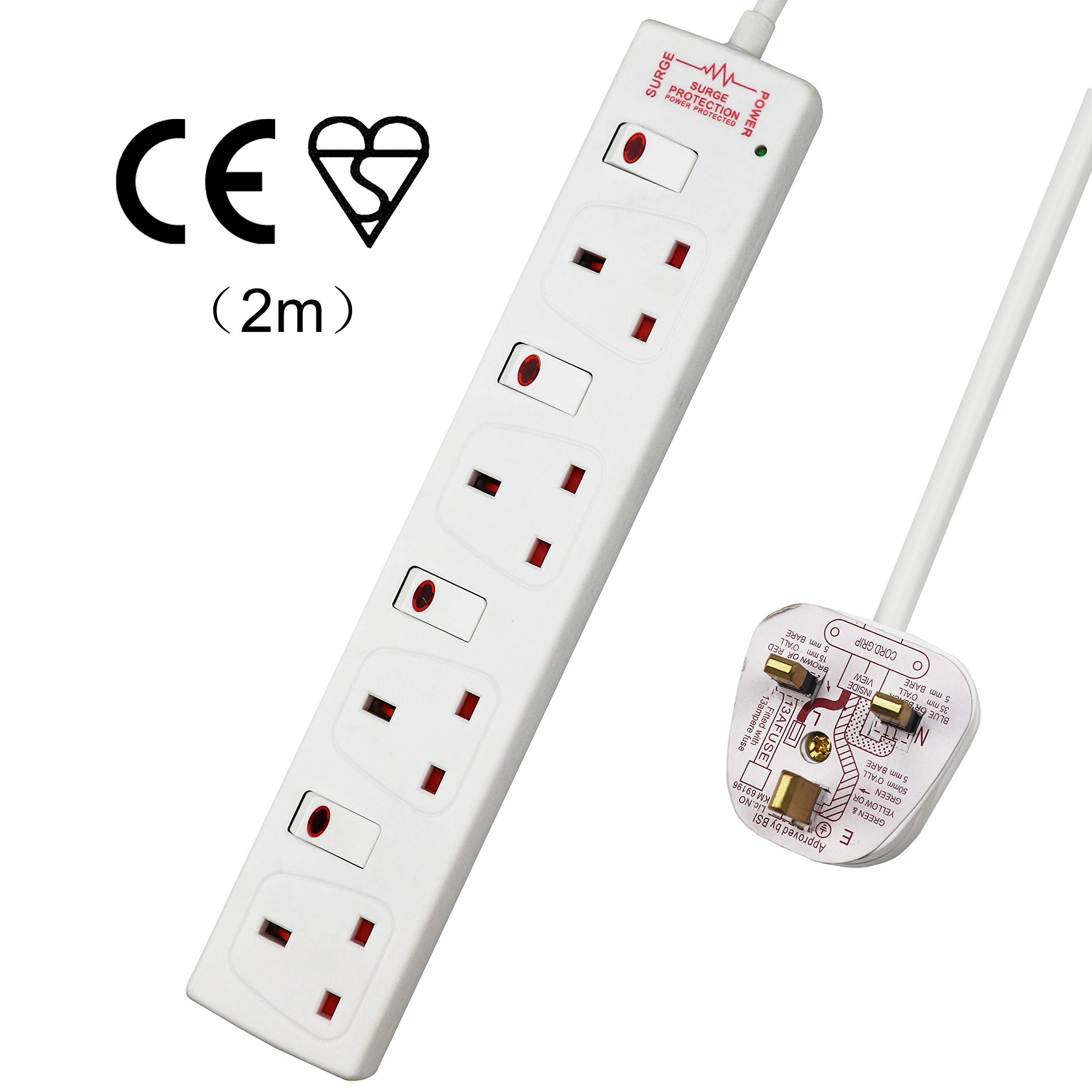 Buy ExtraStar 4 Way Extension Leads with Surge Protection, Wall Mounted