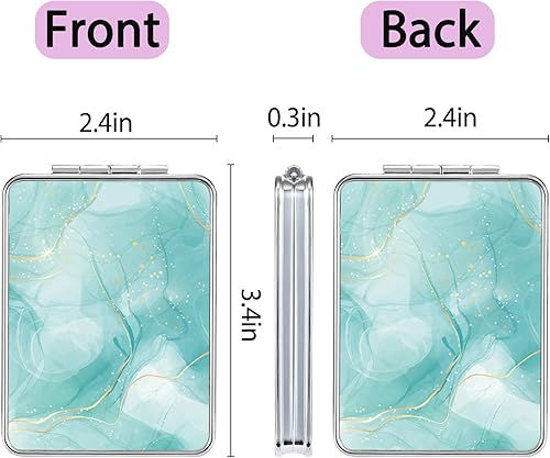 Miniatura 6 de dcdcee Espejo de bolsillo, pequeño espejo de viaje con aumento, espejo cosmético portátil de doble cara con aumento para uso diario (hermoso mármol)