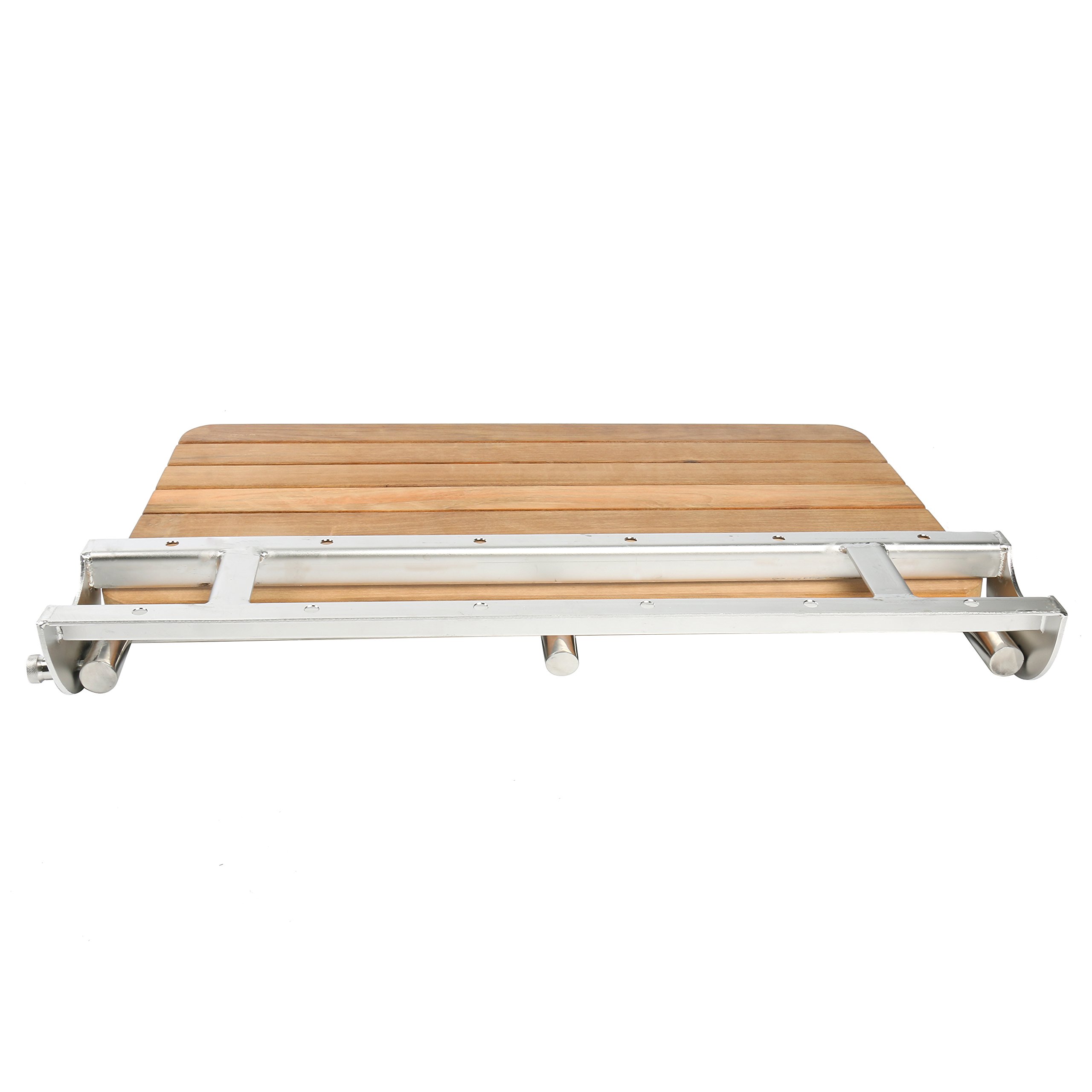 YaeMarine Teak Folding Shower Seat Wall Mounted Solid Wood Fold