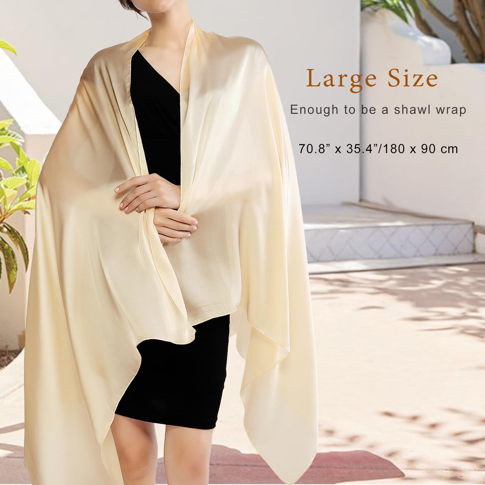 RIIQIICHY Foulard Sciarpa Seta Donna Pashmina Stola Scialle Cerimonia Abito da Sera Elegante Sposa