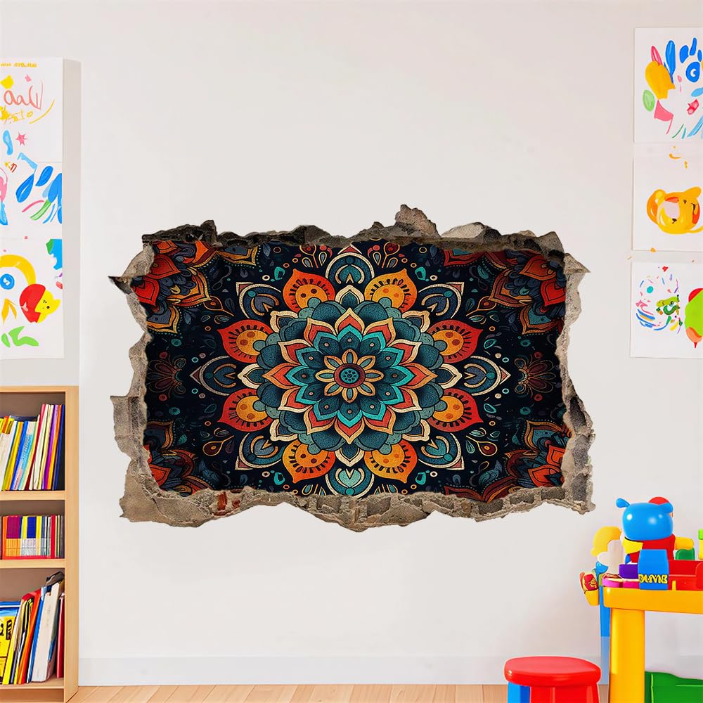 3D Wandtattoo Wanddurchbruch, Stechapfelblüten Durchbruch Wandaufkleber für Kinderzimmer, sticker für Wohnzimmer, Retro Wandsticker, Wandbild Junge Mädchen Schlafzimmer