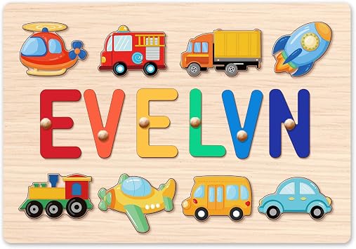 Personalized Name Puzzle for Kids, Educational Baby Toys | Custom Wooden Puzzles for Toddlers 1-3, 1st Birthday Gifts Boy Girl, Birthday Easter Christmas Baby Shower Gifts