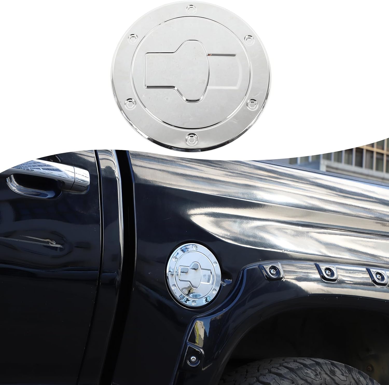 Car Fuel Tank Cap Cover Trim Compatible with Toyota Tundra 2007-2021 Oil Gas Cap Exterior Decoration Sticker Accessories (Matte Black)