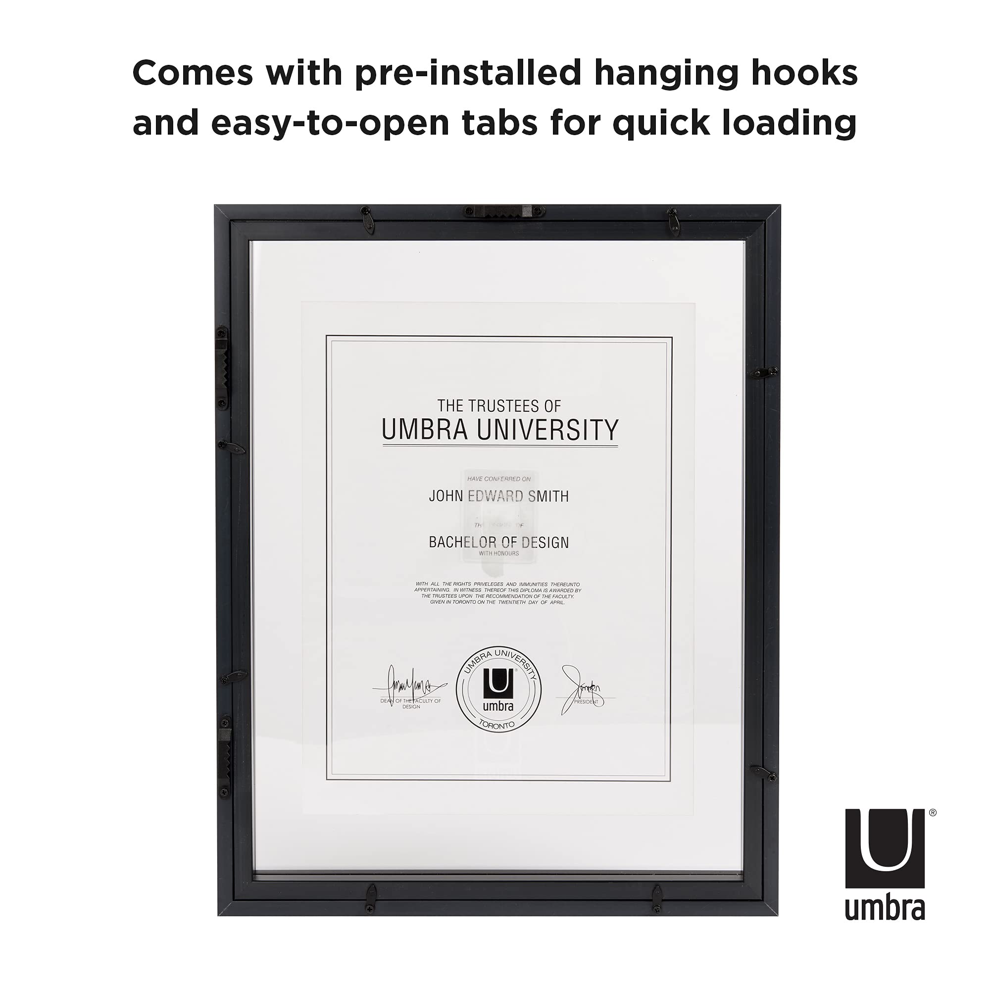Umbra Wood Document Frame (37.33 cm x 29.71 cm x 2.032 cm, Black) 2