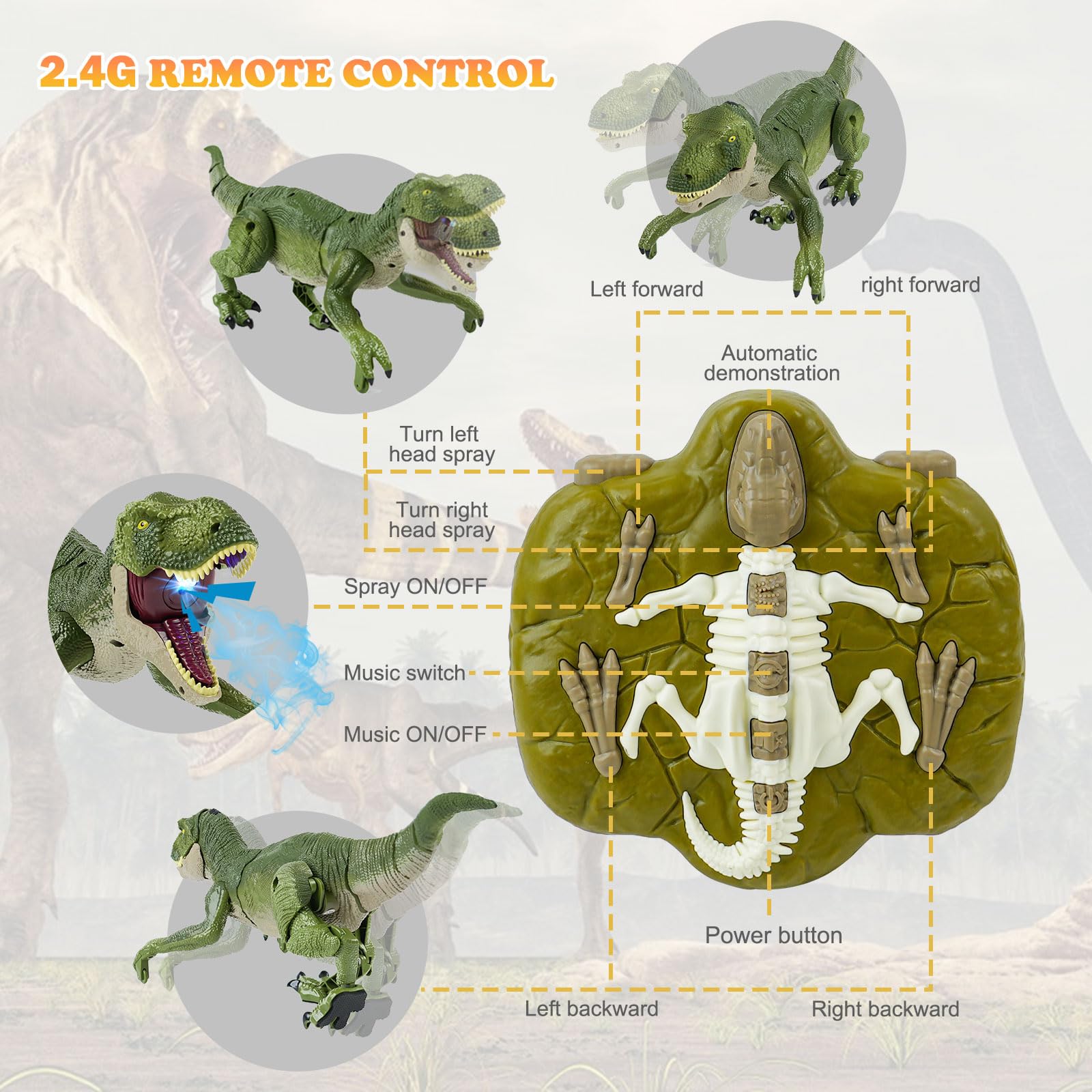 Jaawind Remote Control Dinosaur Toys for Kids Boys Walking Robot RC T-Rex with Lights and Sounds Dinosaur Toy Gifts for Boys Girls Age 3-5, 5-7, 8-12... Jaawind Remote Control Dinosaur Toys for Kids Boys Walking Robot RC T-Rex with Lights and Sounds Dinosaur Toy Gifts for Boys Girls Age 3-5, 5-7, 8-12...