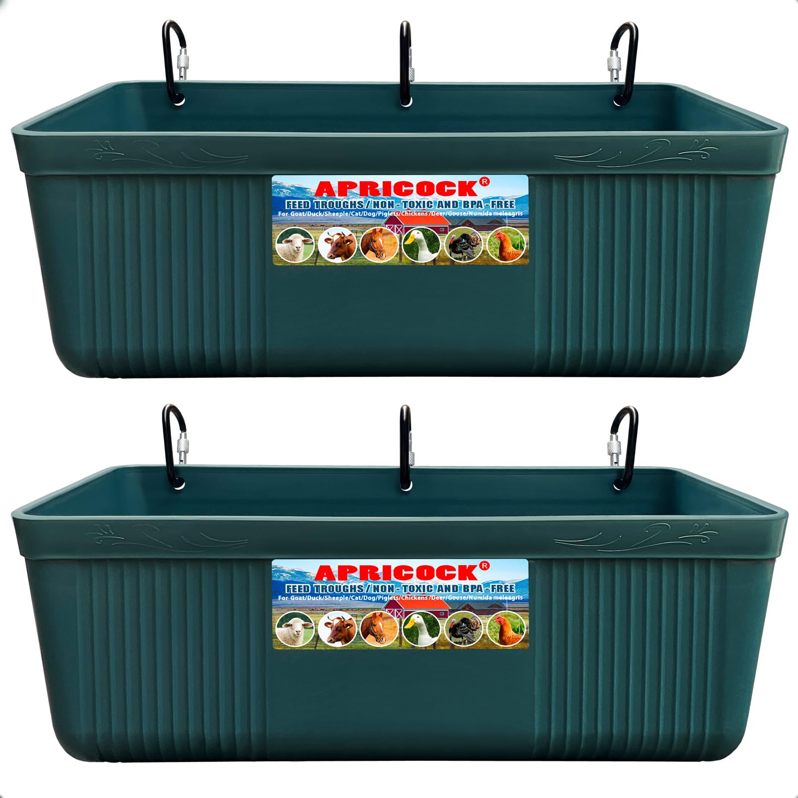APRICOCK Large Feed Trough and Goat Feeder 2 Pack