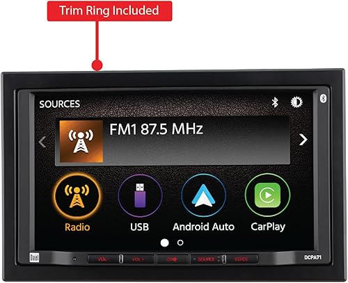 Miniatura 9 de Dual Electronics DCPA71 Apple Carplay Android Auto certificado de 7 pulgadas Radio estéreo de coche con pantalla táctil doble DIN Llamadas manos